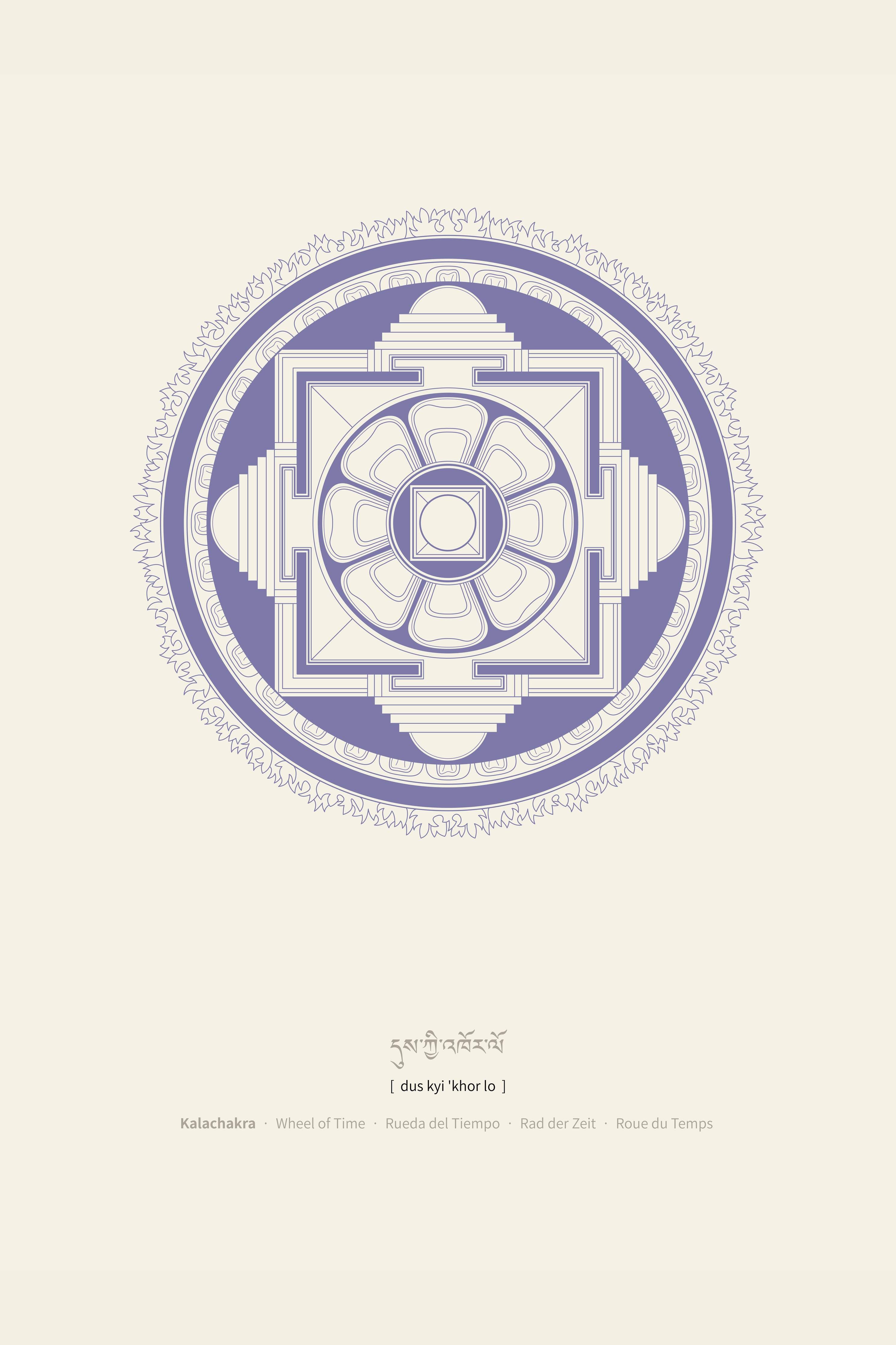 Große Wandbilder-Minimalistische Mandala-Illustration in Lila auf Beigeton