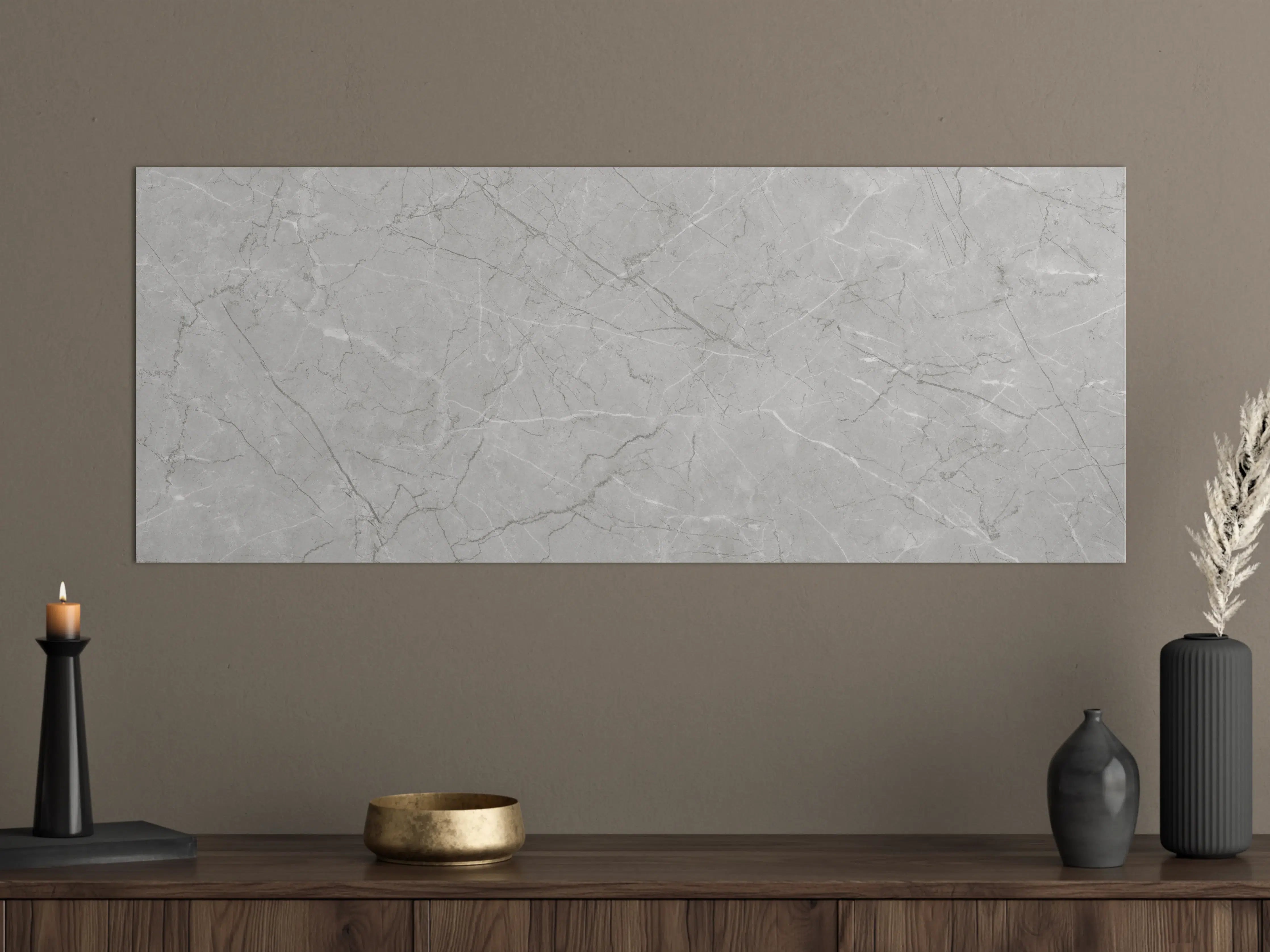 Große Wandbilder - Minimalistische Marmorfläche in Weiß und Grau