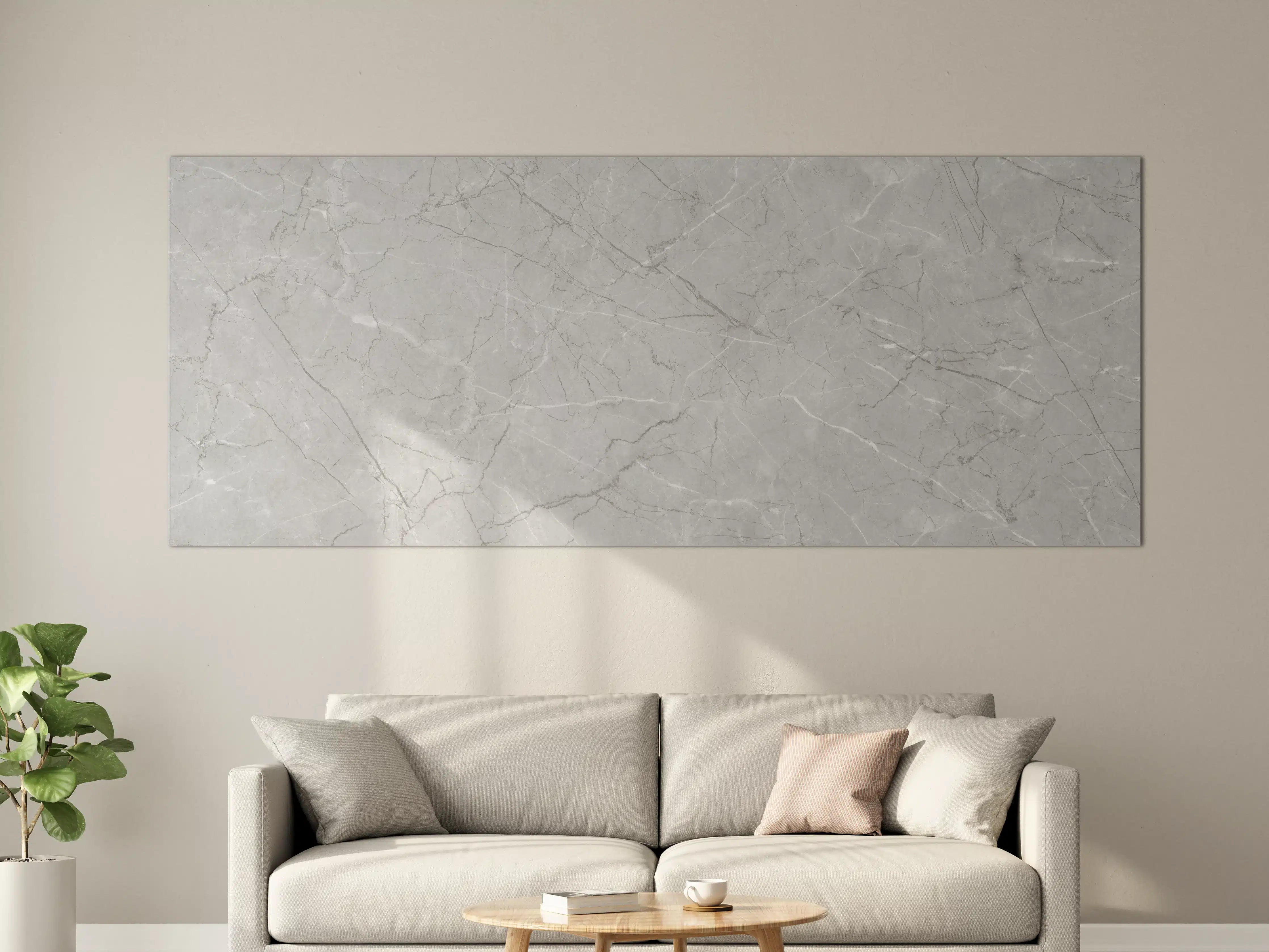 Große Wandbilder - Minimalistische Marmorfläche in Weiß und Grau