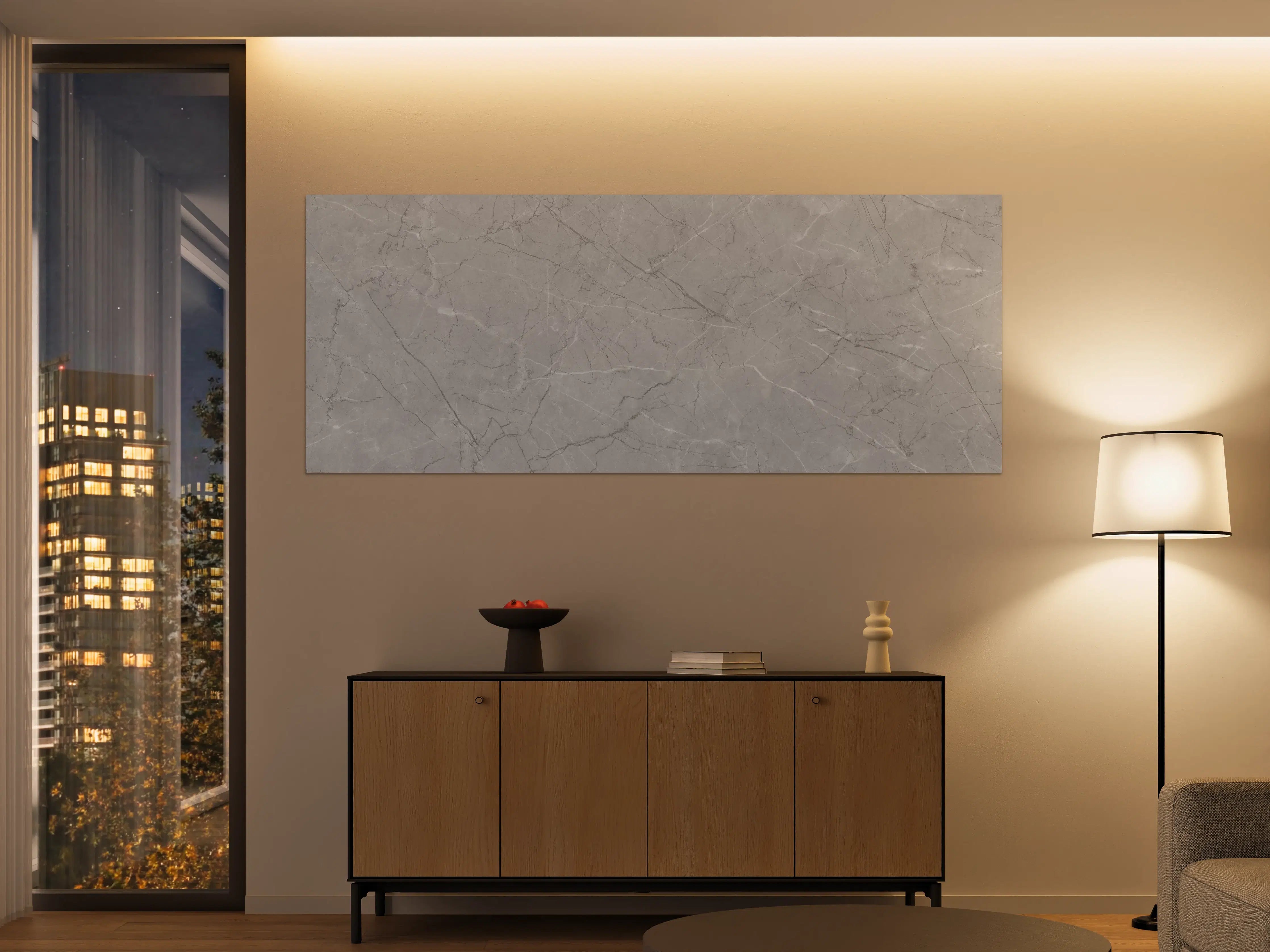 Große Wandbilder - Minimalistische Marmorfläche in Weiß und Grau