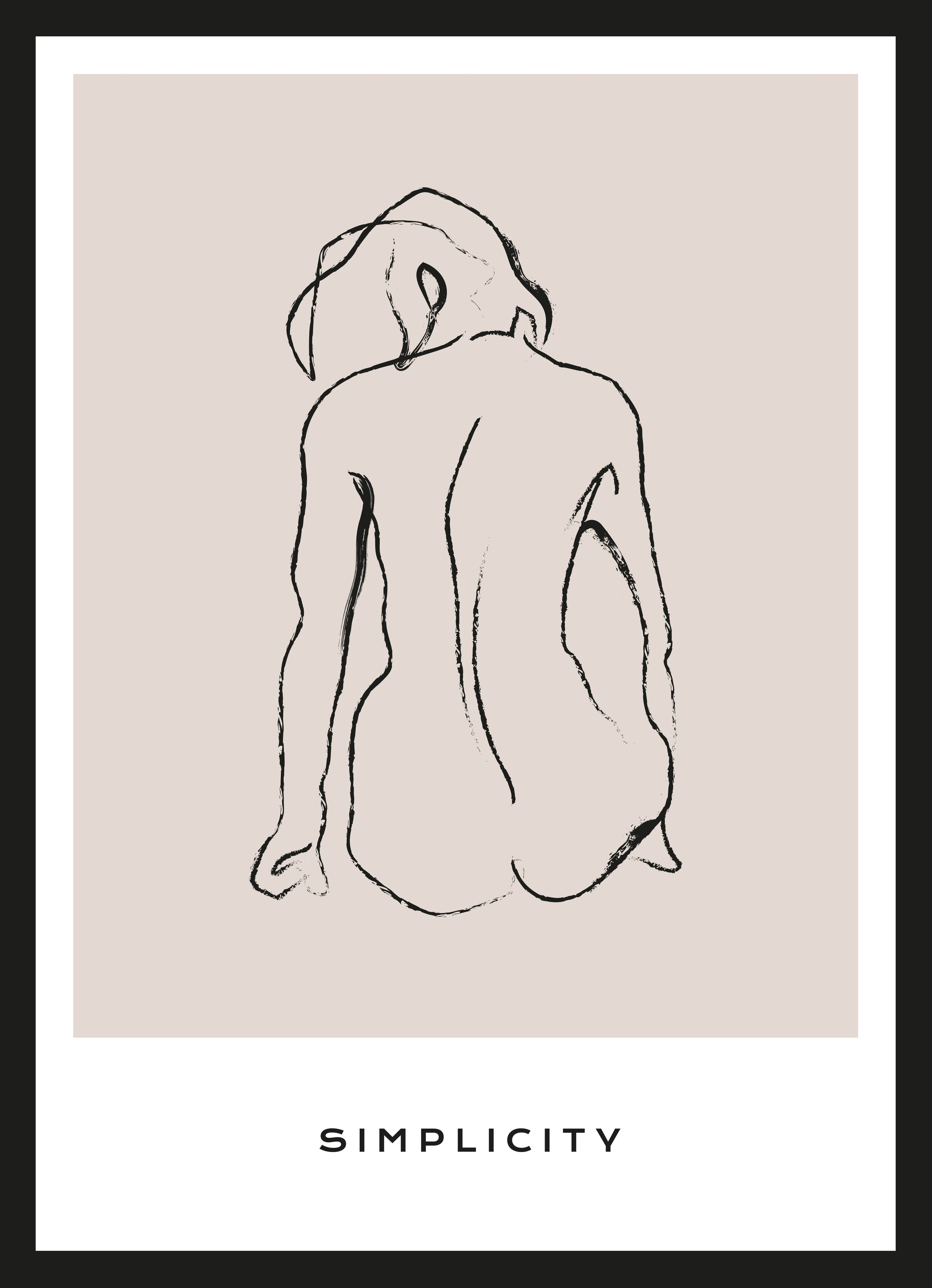 Große Wandbilder-Minimalistische Nackte Silhouette