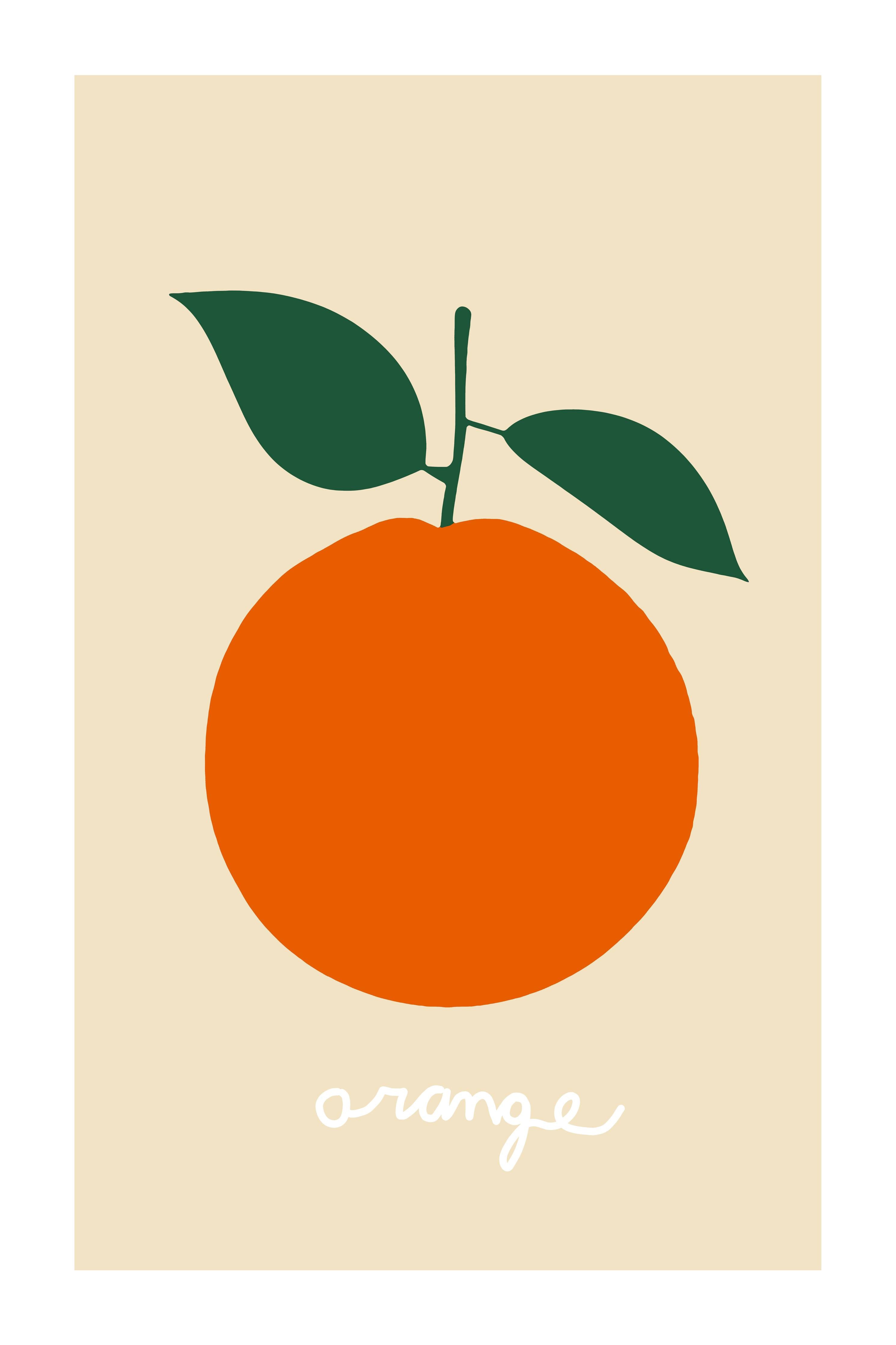 Große Wandbilder-Minimalistische Orange mit Blättern