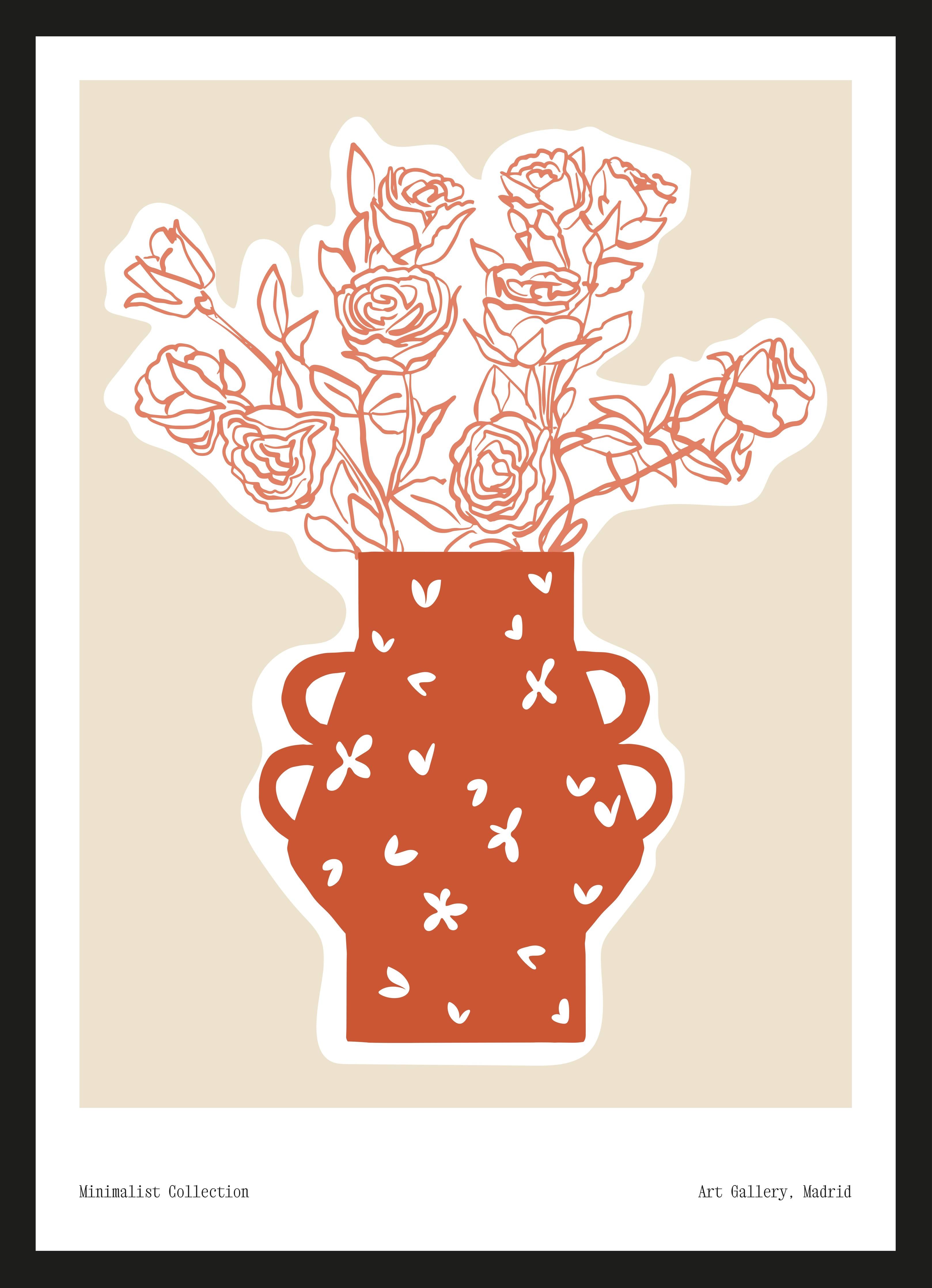 Große Wandbilder-Minimalistische Rosen im stilvollen Vasen-Design
