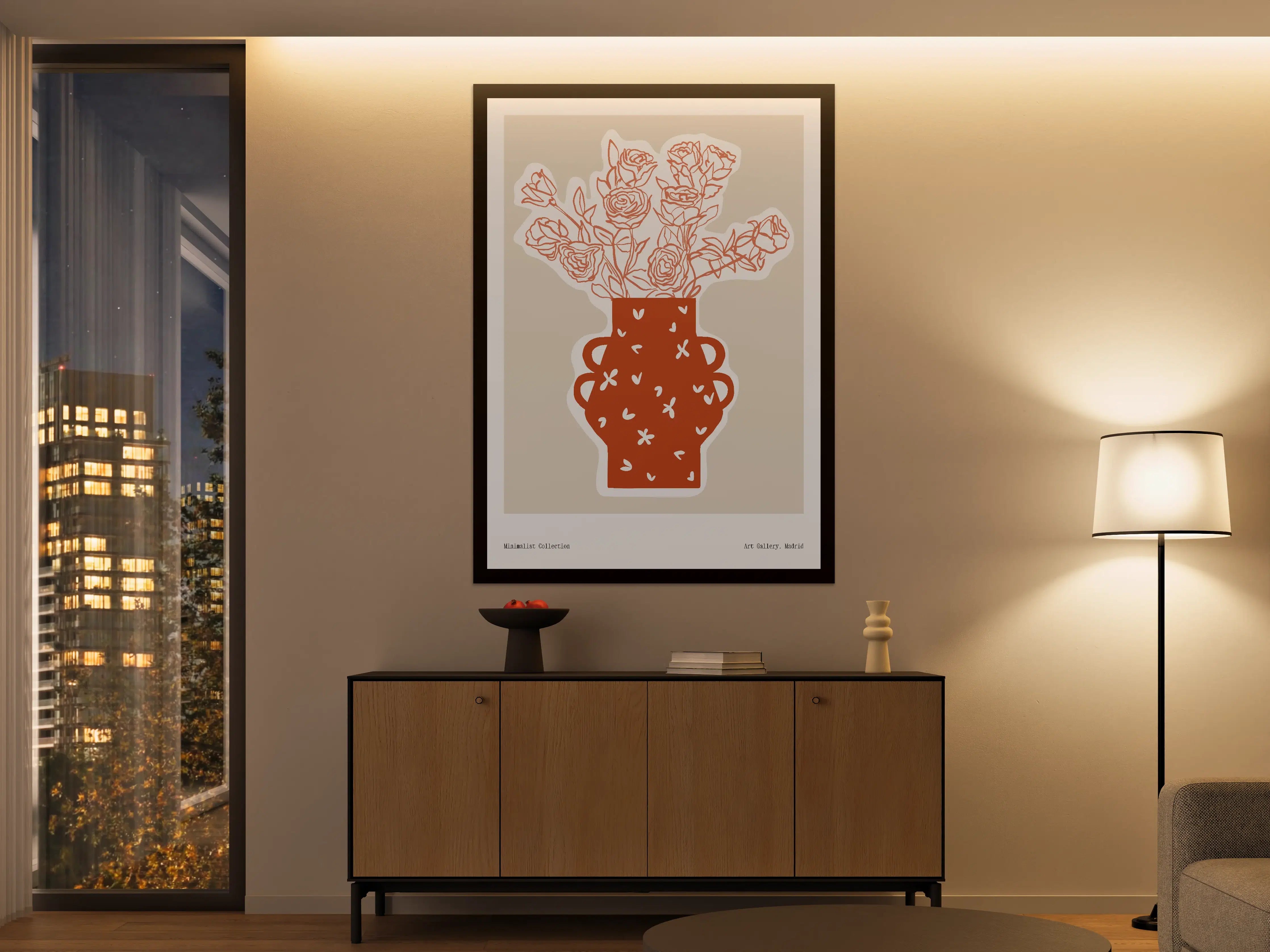 Große Wandbilder - Minimalistische Rosen im stilvollen Vasen-Design