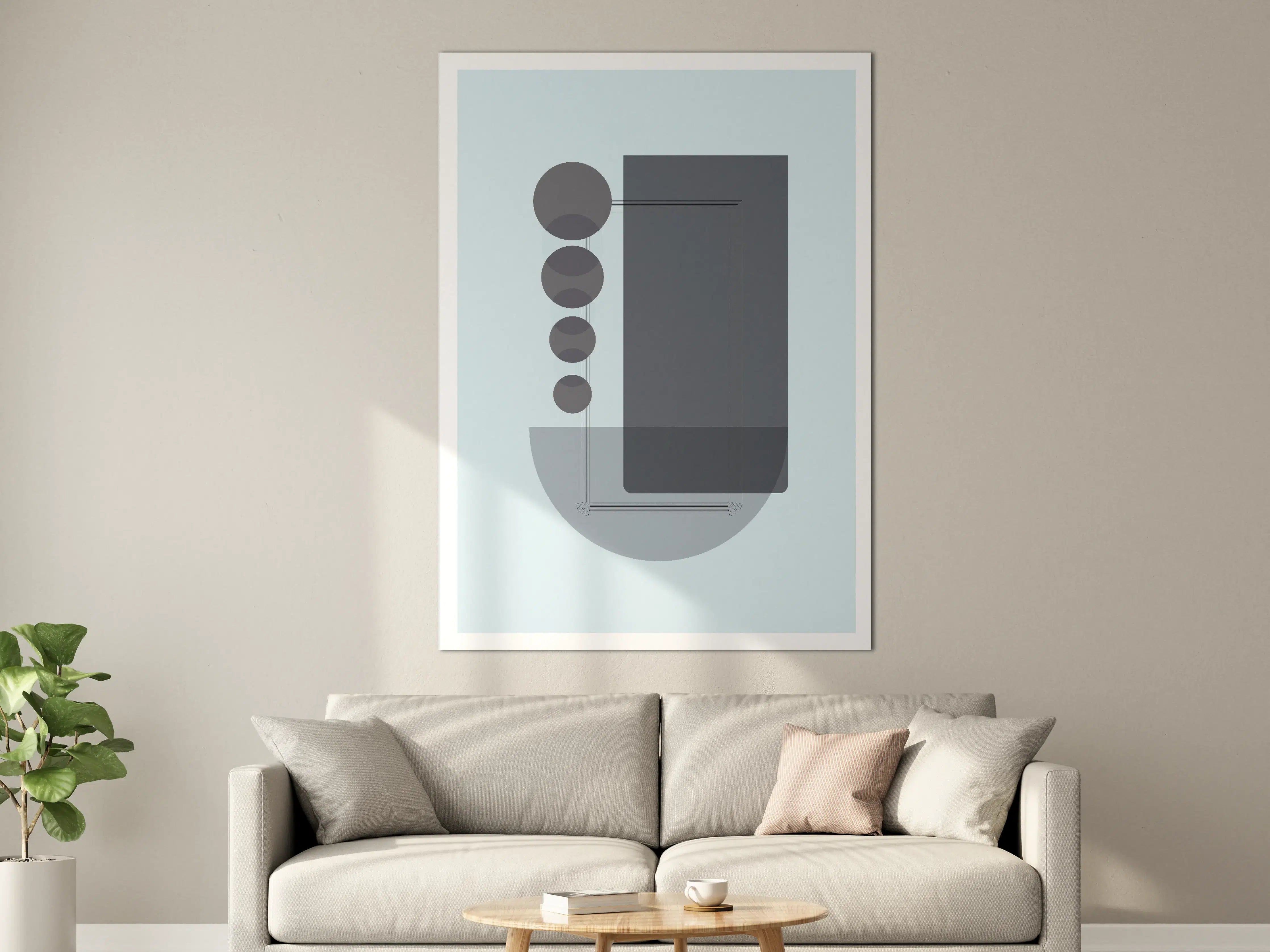 Große Wandbilder - Minimalistische Smartphone-Darstellung in Blau