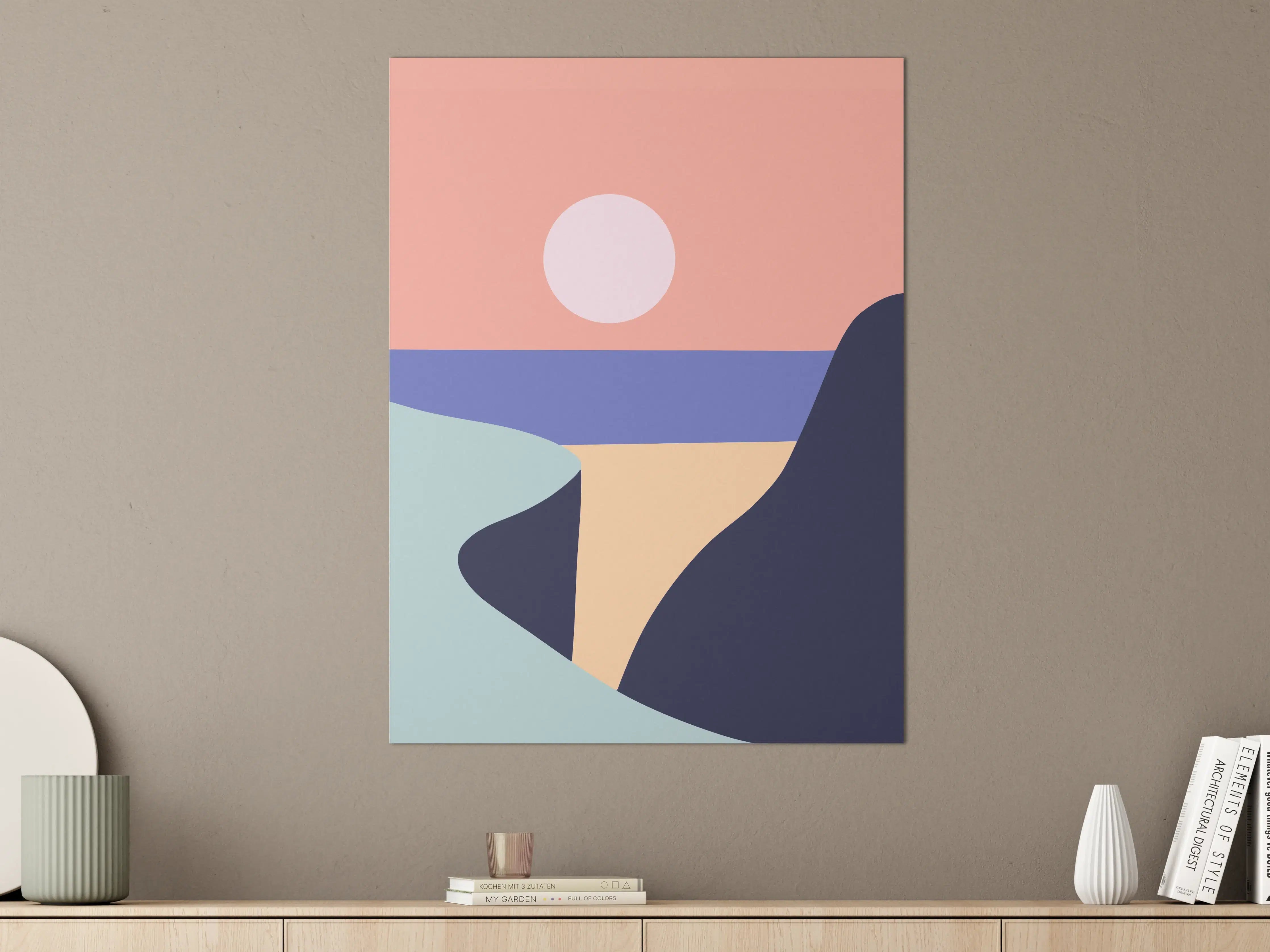 Große Wandbilder - Minimalistische Sonnenuntergangsküste