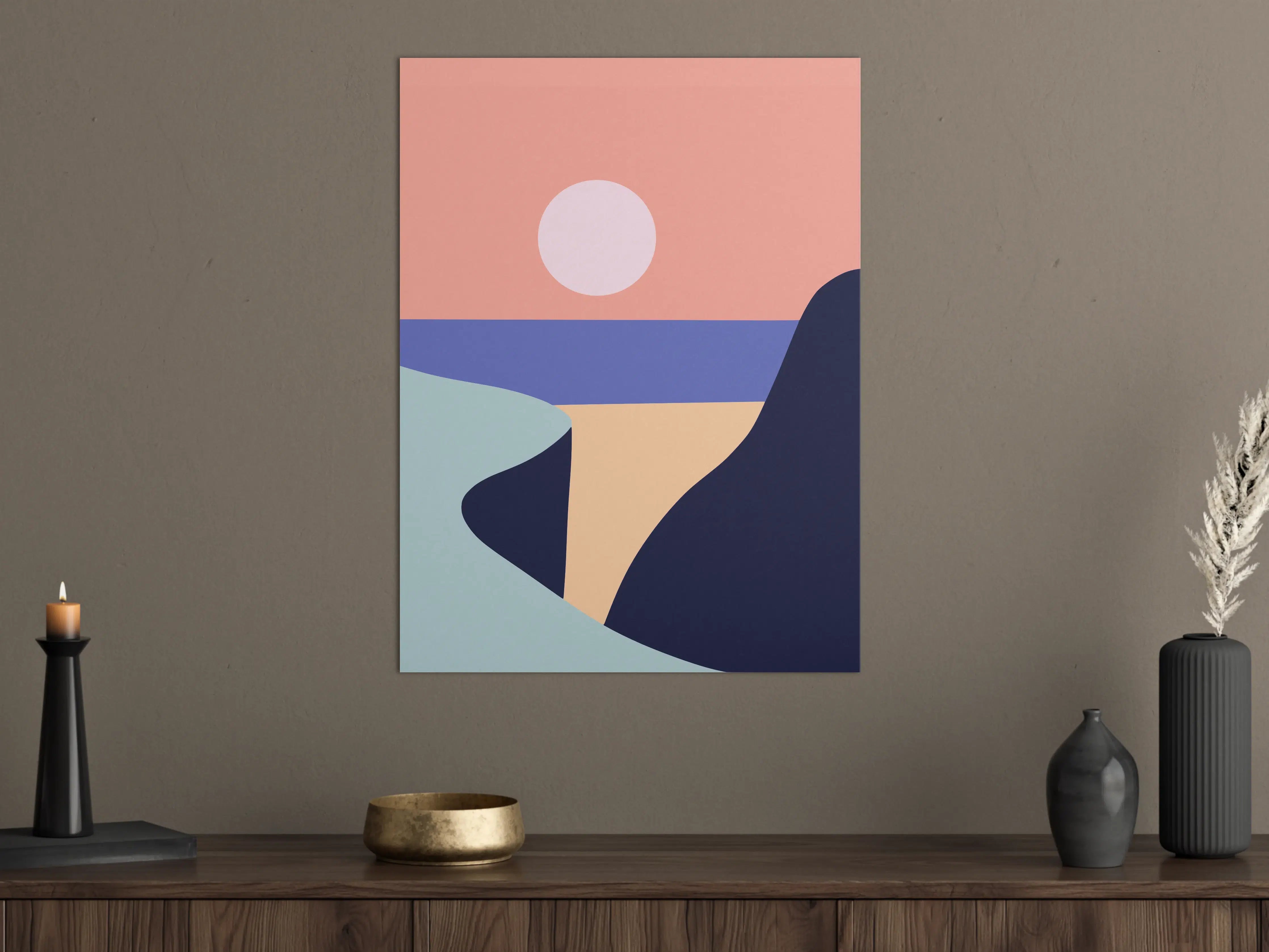 Große Wandbilder - Minimalistische Sonnenuntergangsküste