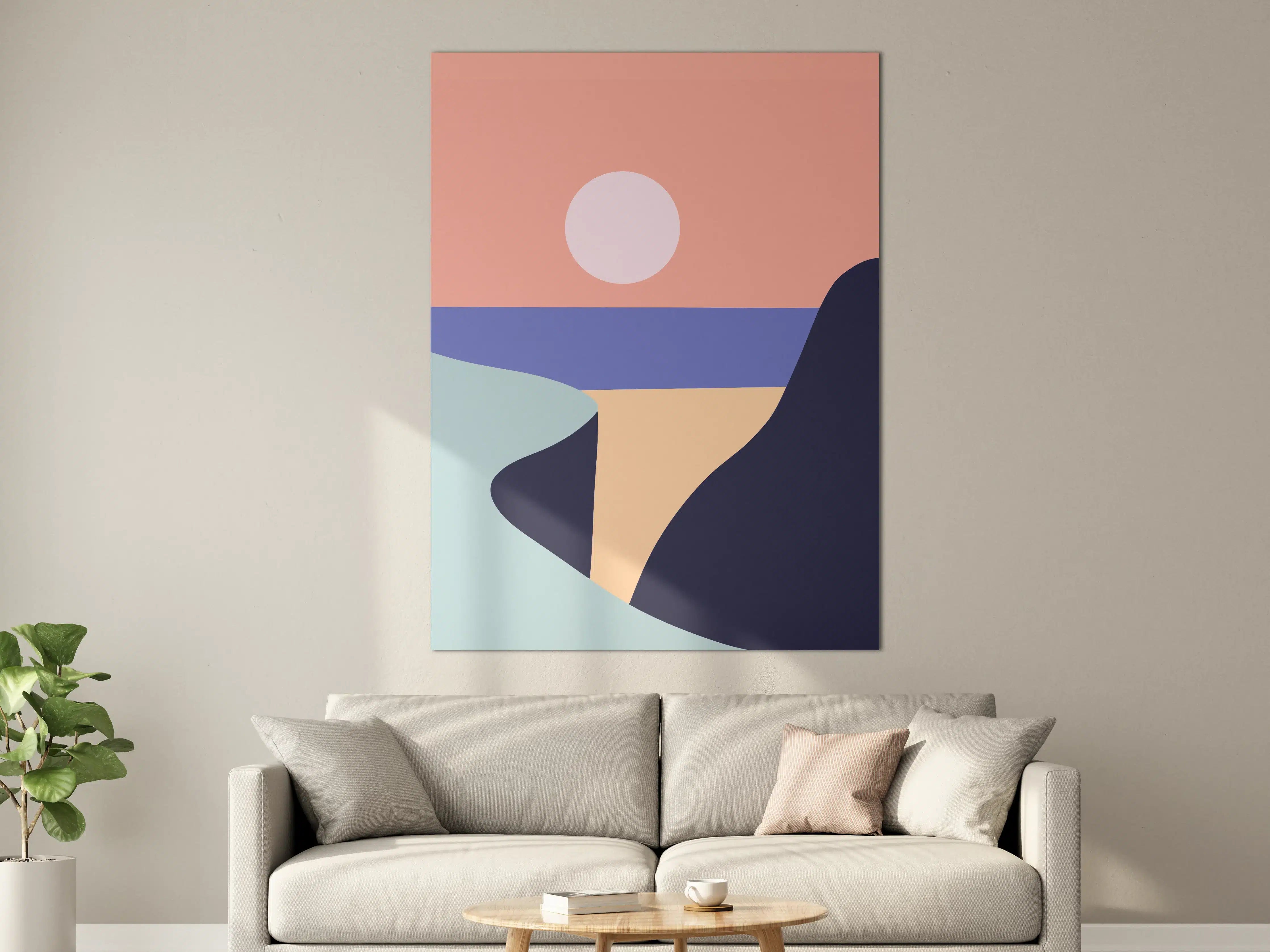 Große Wandbilder - Minimalistische Sonnenuntergangsküste