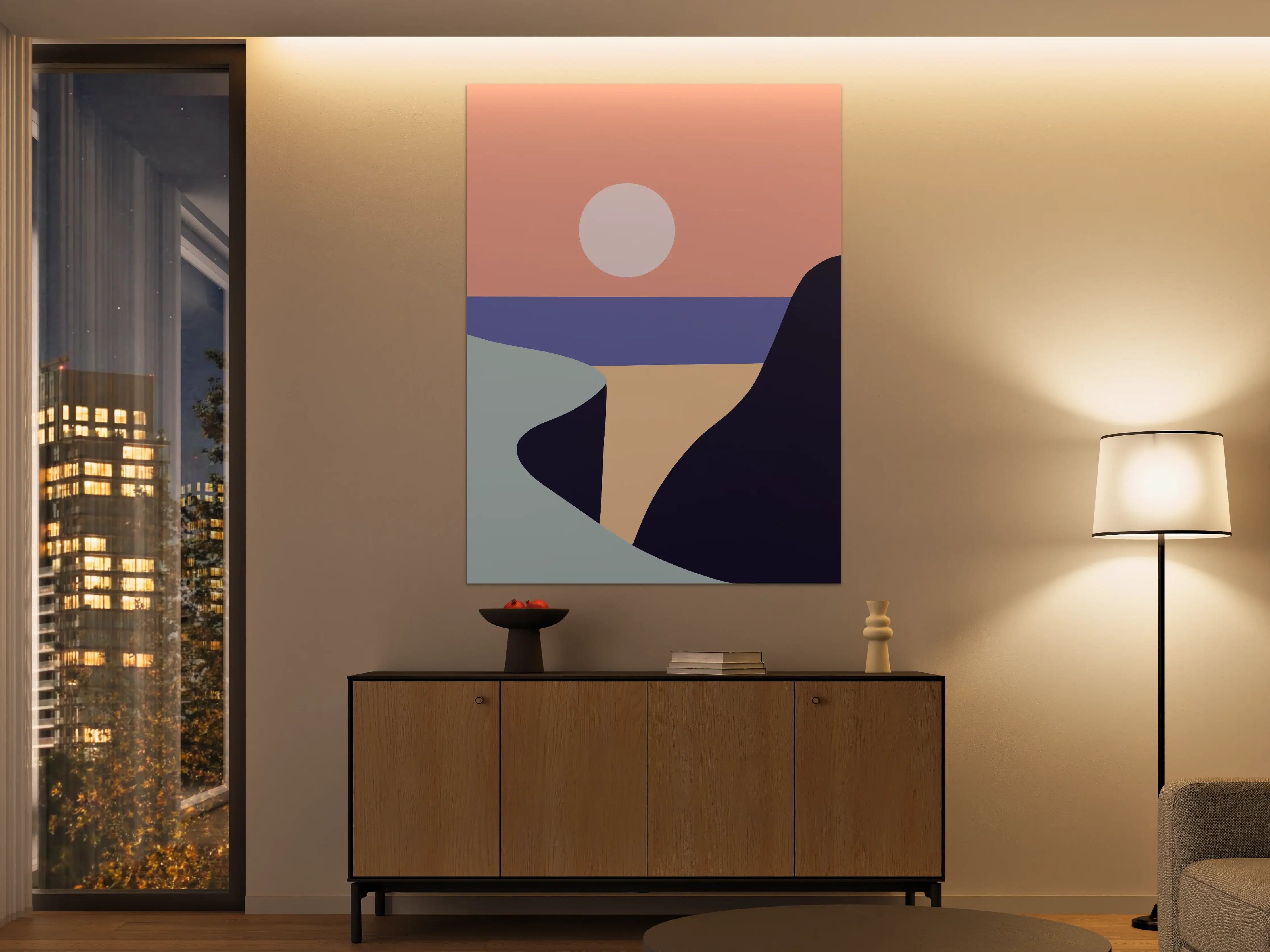 Große Wandbilder - Minimalistische Sonnenuntergangsküste