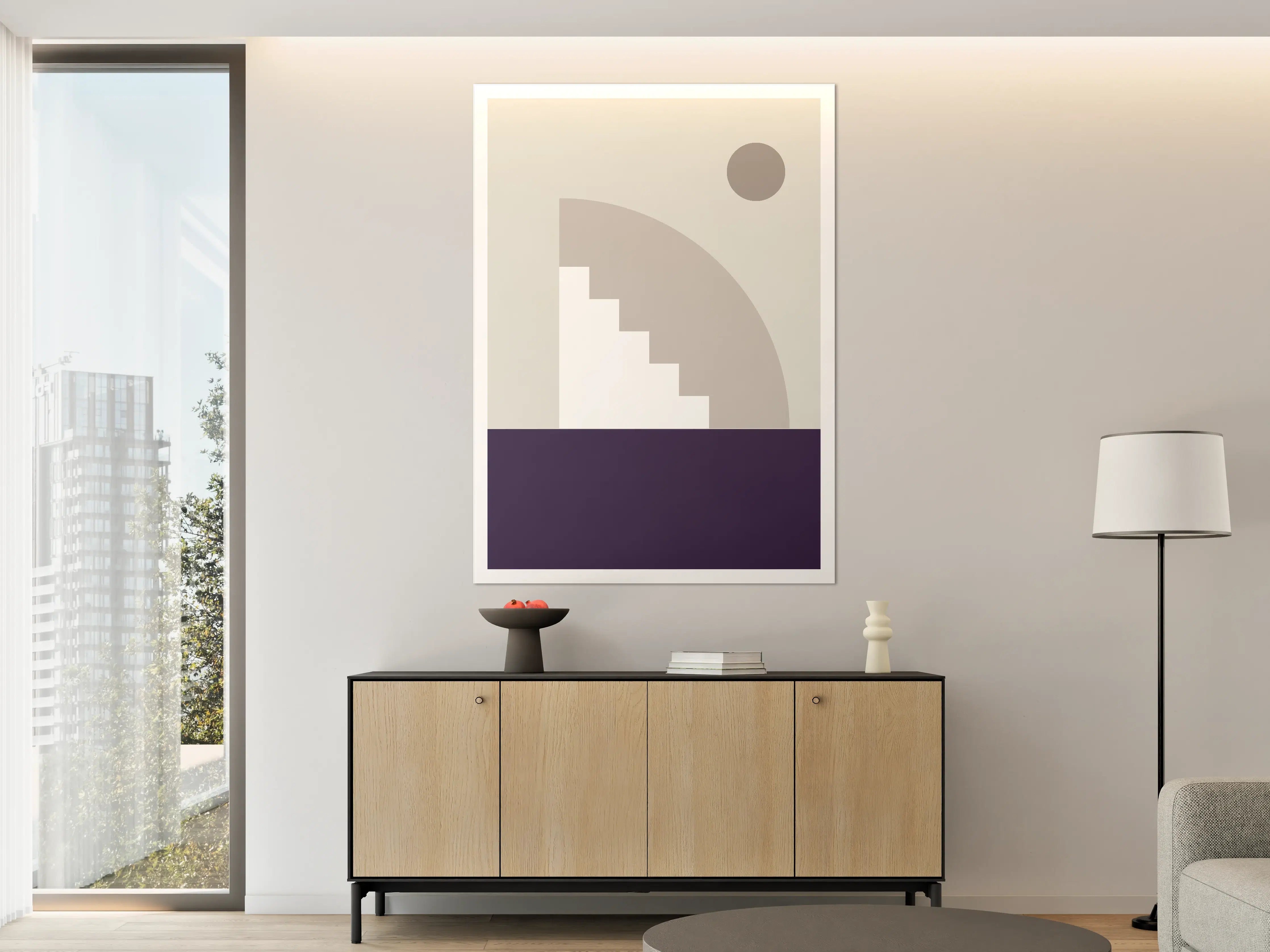 Große Wandbilder - Minimalistische Treppentreppe mit Sonne