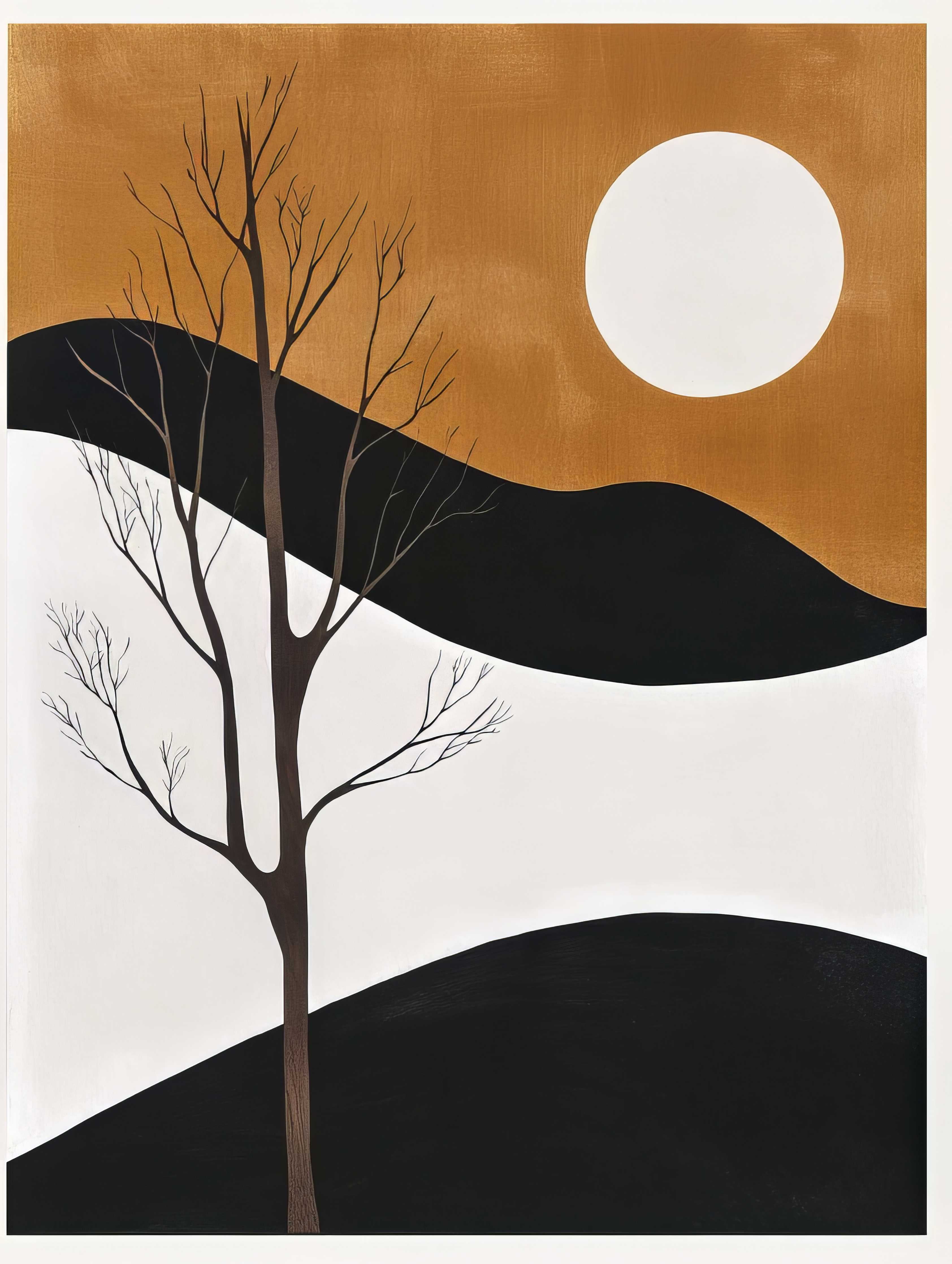 Große Wandbilder-Minimalistische Winterlandschaft in Braun, Schwarz und Weiß