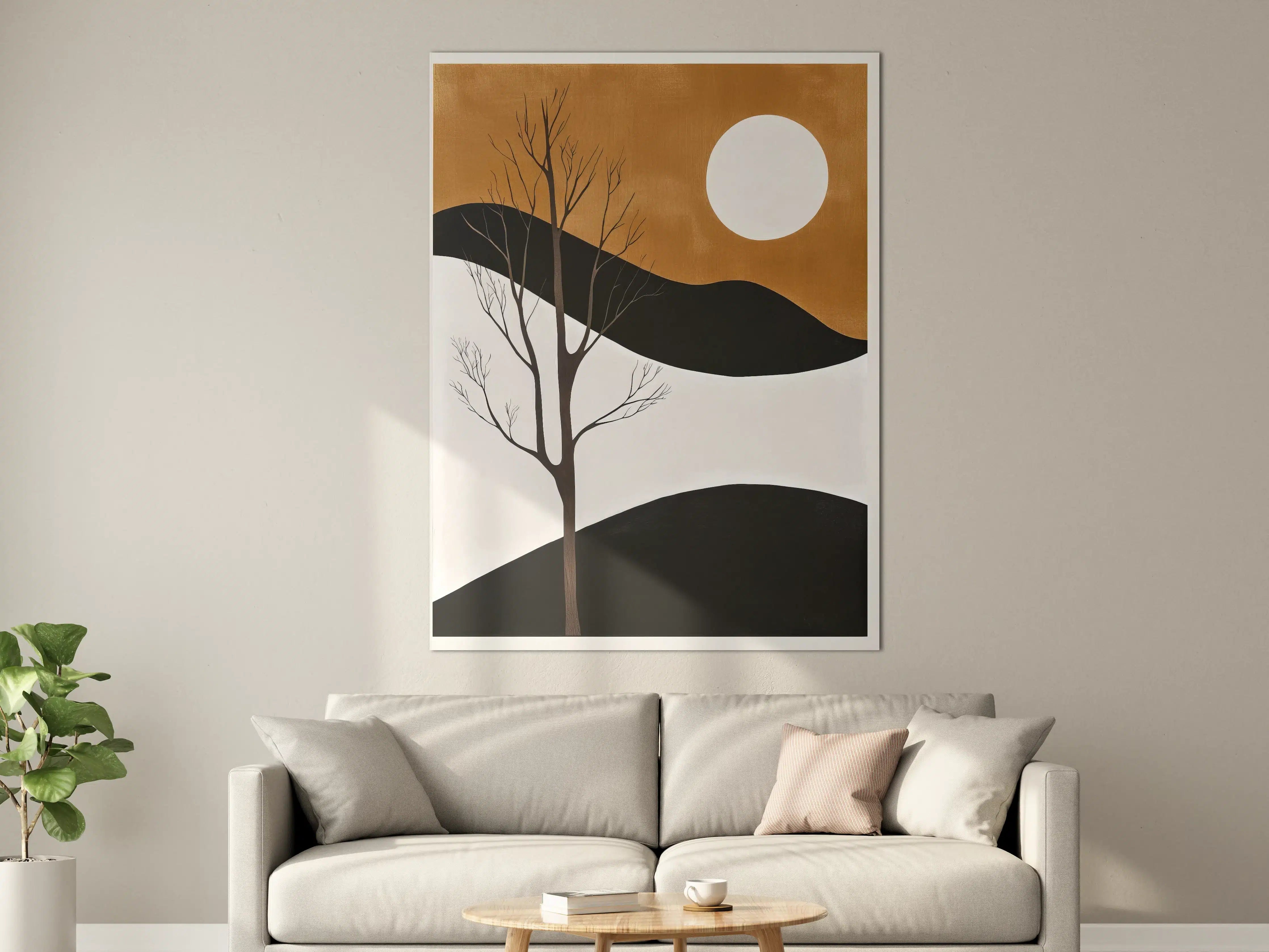 Große Wandbilder - Minimalistische Winterlandschaft in Braun, Schwarz und Weiß