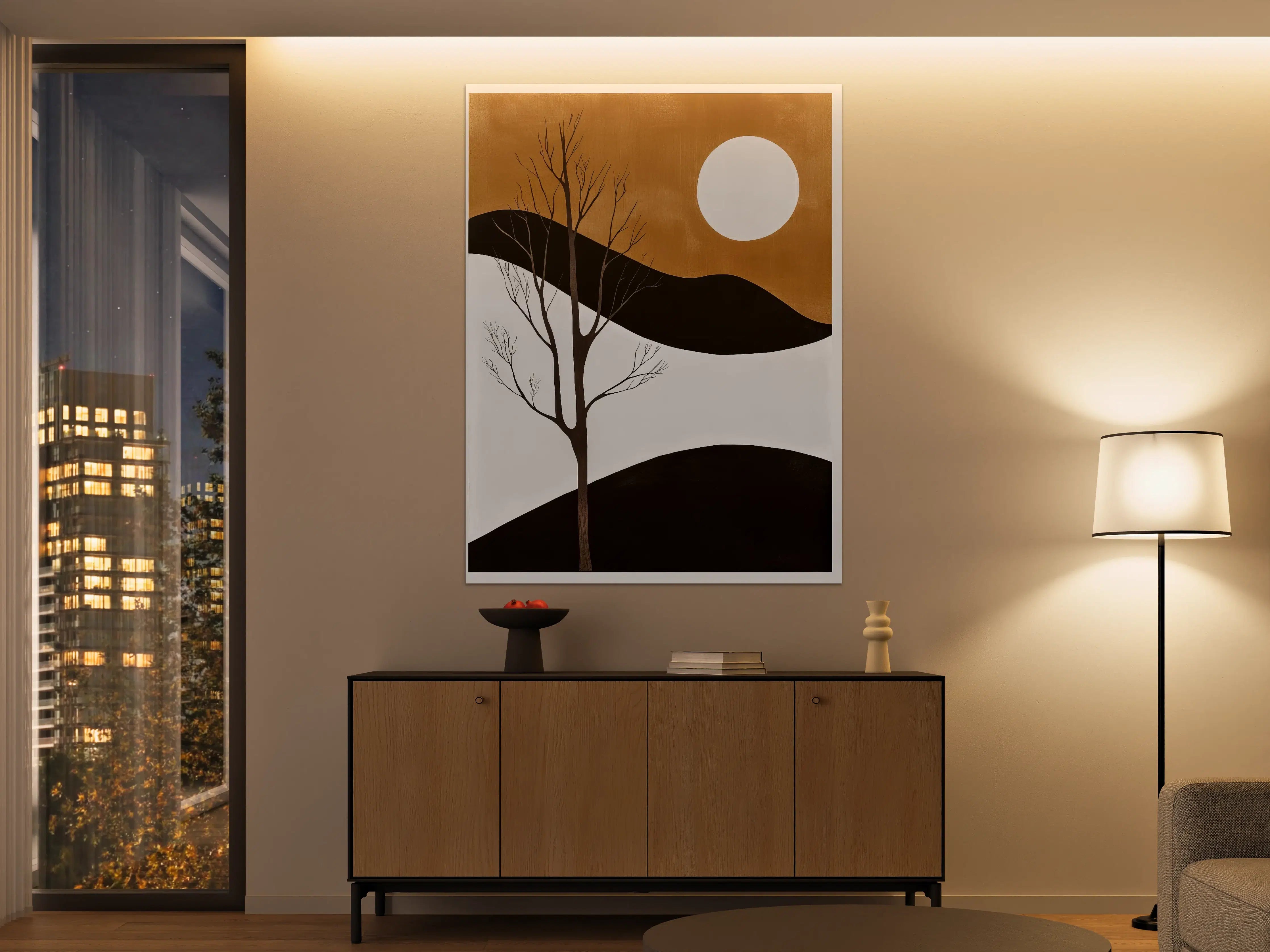 Große Wandbilder - Minimalistische Winterlandschaft in Braun, Schwarz und Weiß