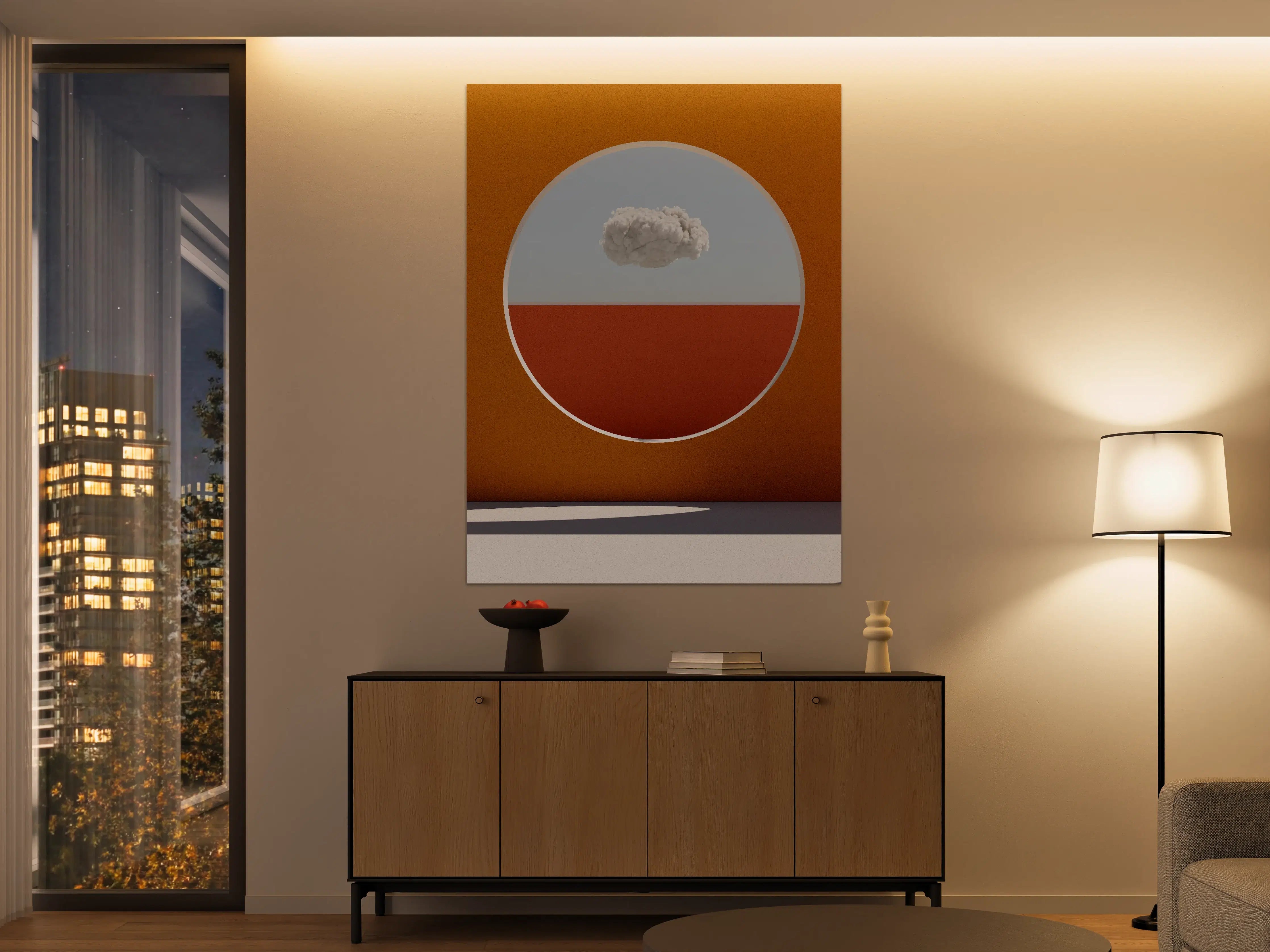 Große Wandbilder - Minimalistische Wolke im Fensterrahmen