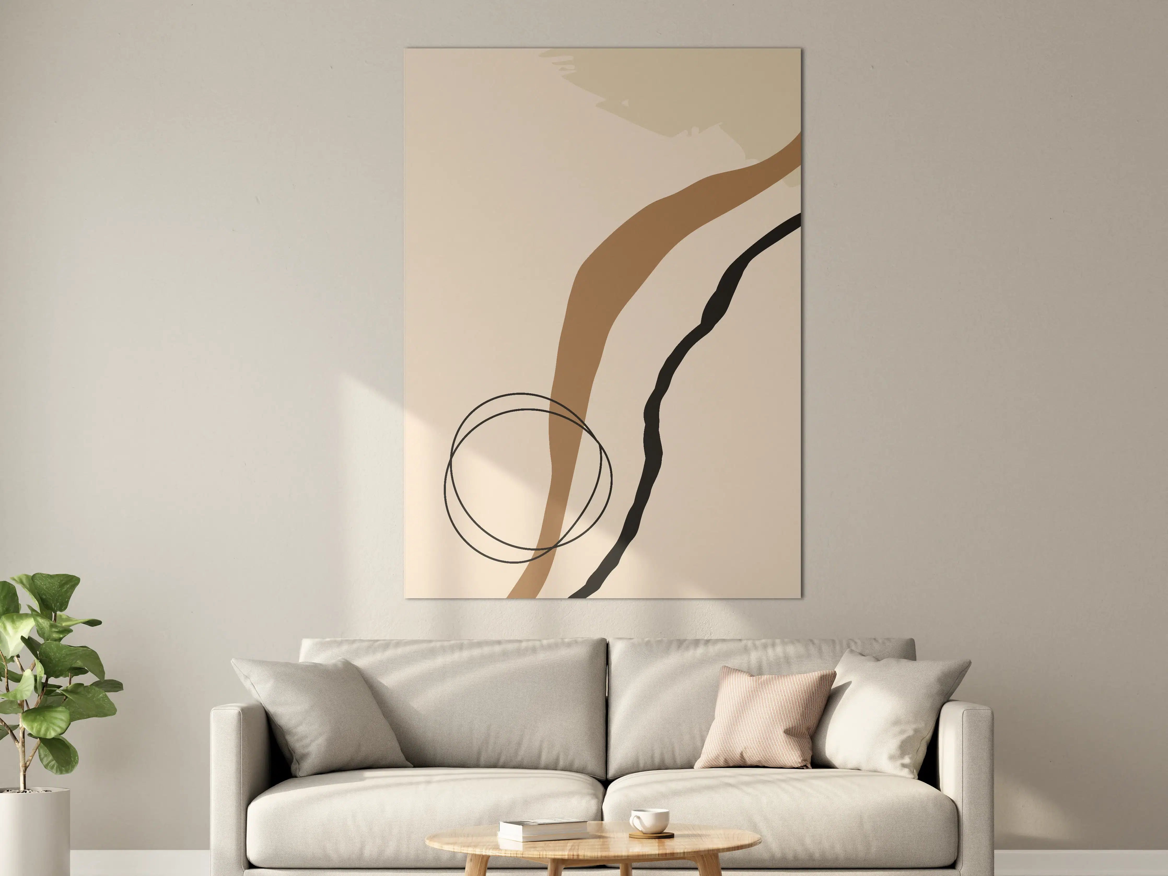Große Wandbilder - Minimalistische, abstrakte Wanddekoration in Erdtönen