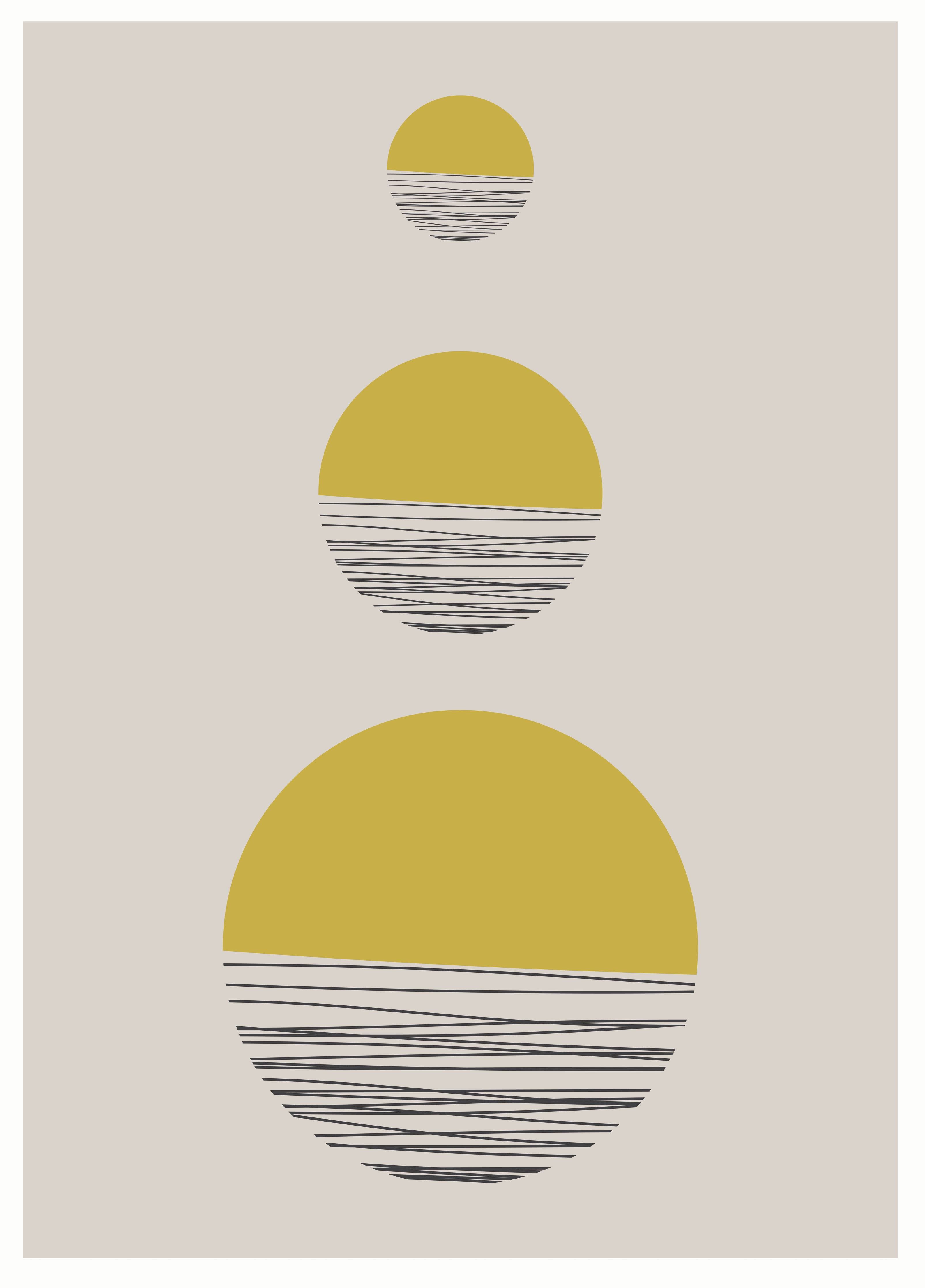 Große Wandbilder-Minimalistischer Sonnenuntergang in Gelb und Schwarz-Weiß