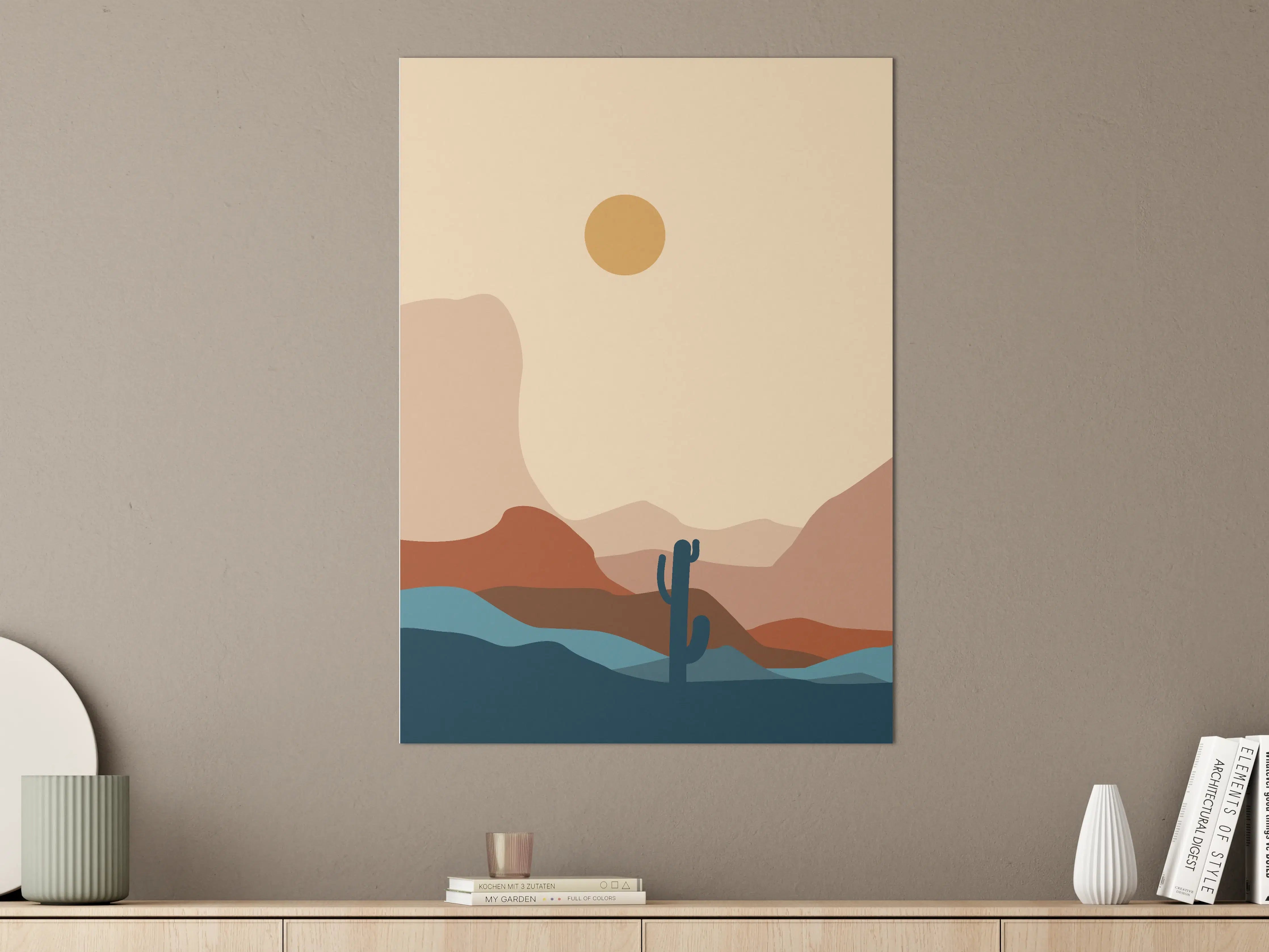 Große Wandbilder - Minimalistischer Wüsten-Horizont mit Sonne