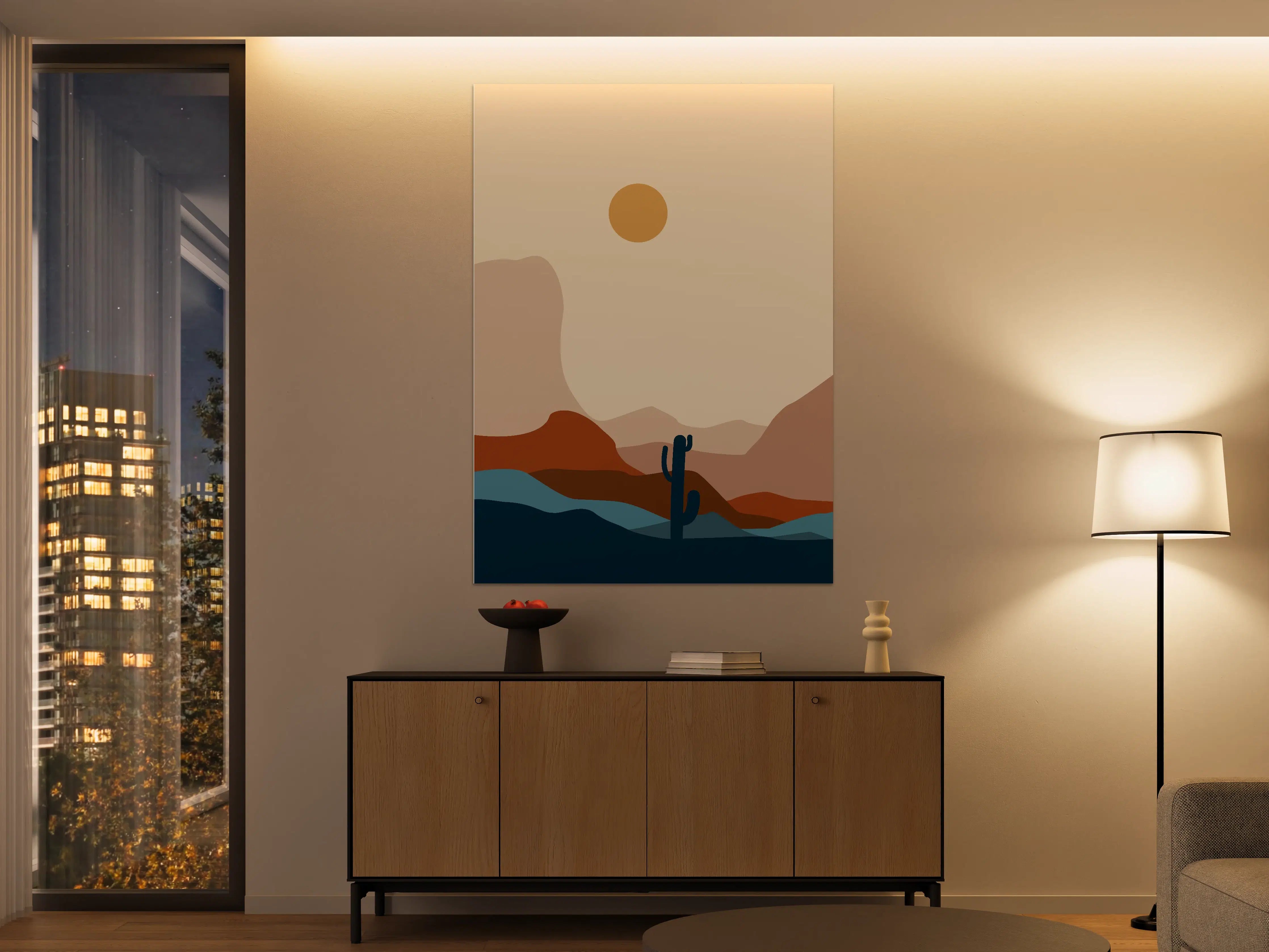 Große Wandbilder - Minimalistischer Wüsten-Horizont mit Sonne