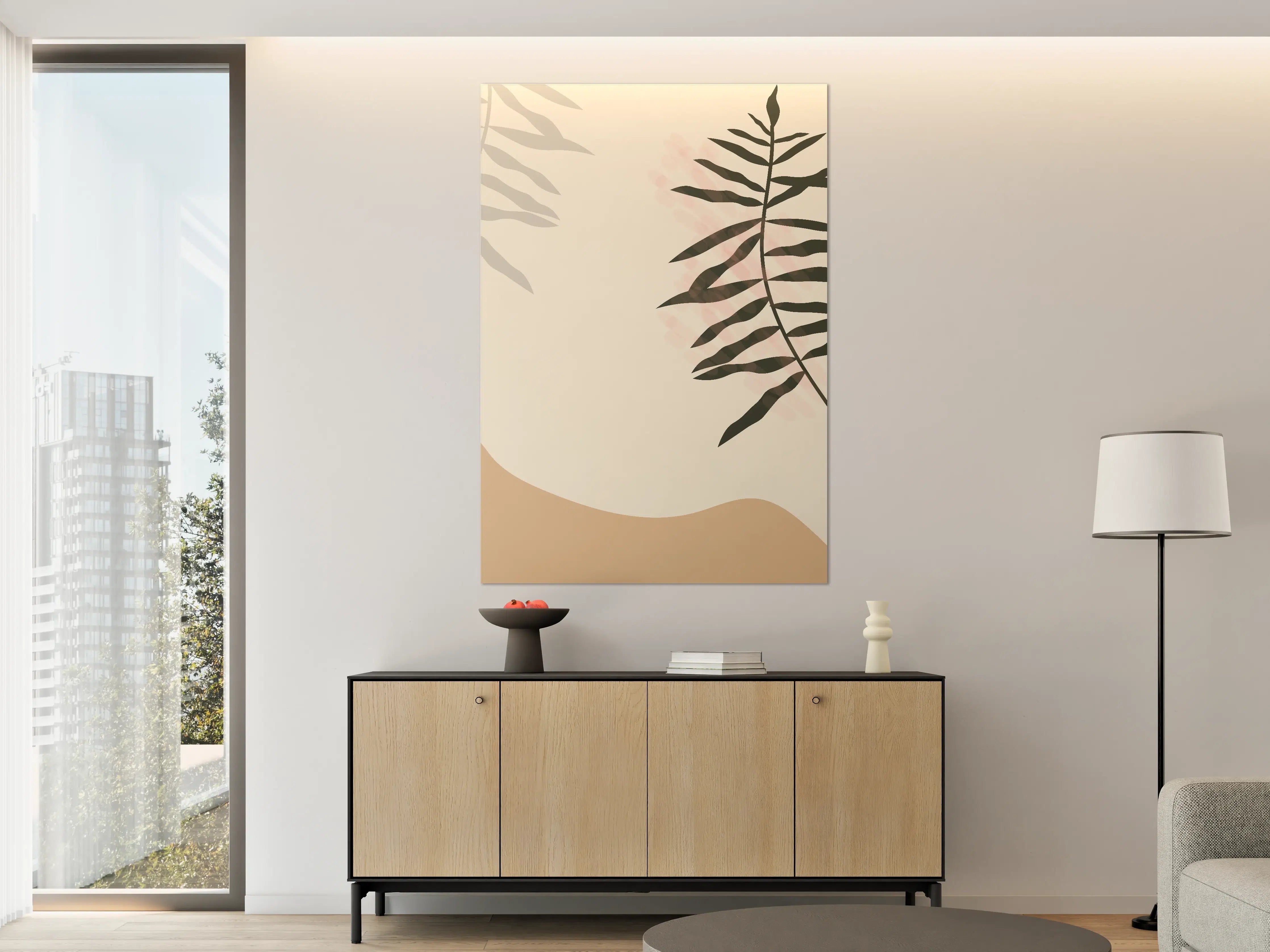 Große Wandbilder - Minimalistisches Blattmotiv in Erdtönen