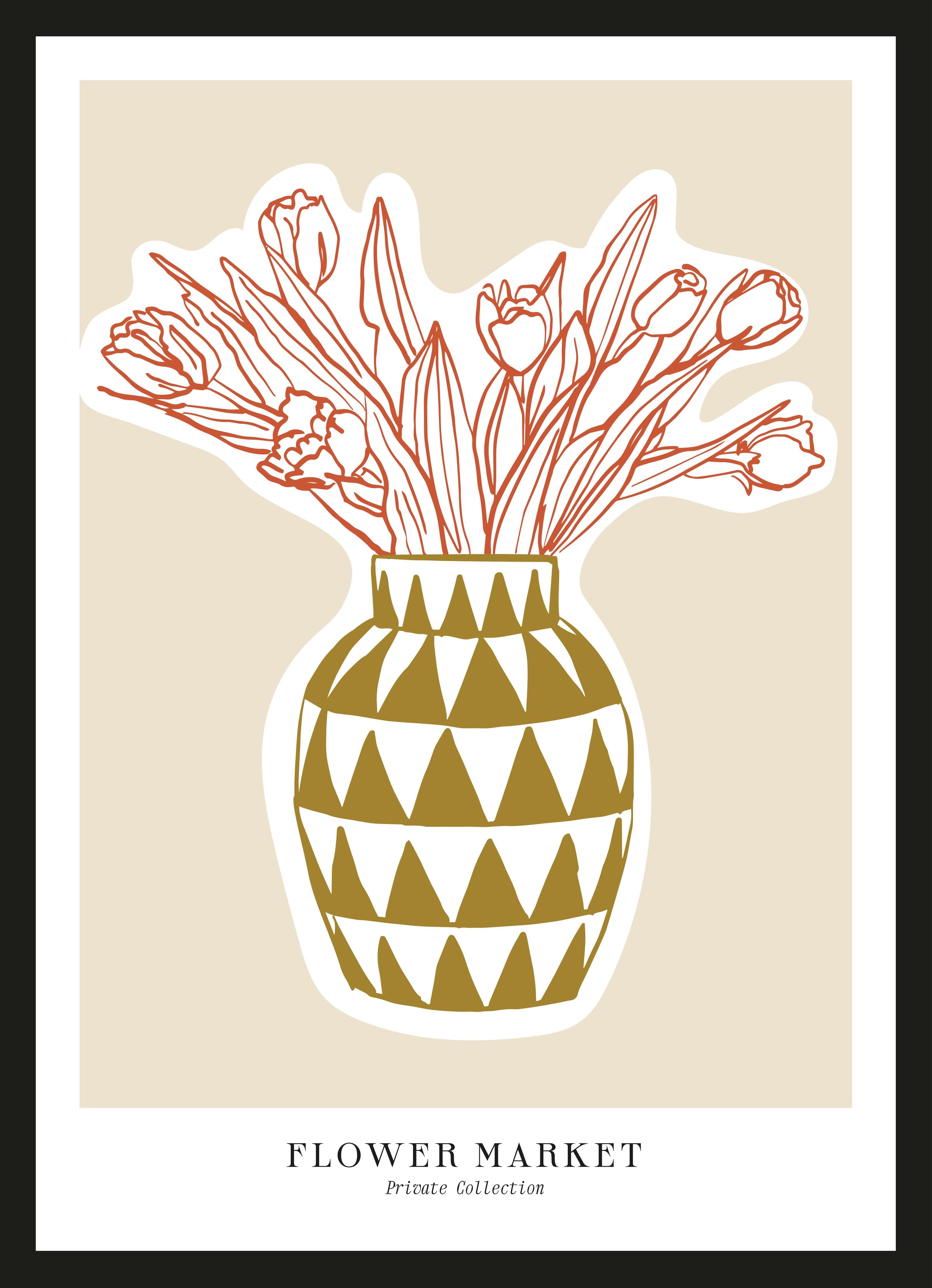 Große Wandbilder-Minimalistisches Blumen-Poster in Gelbtönen
