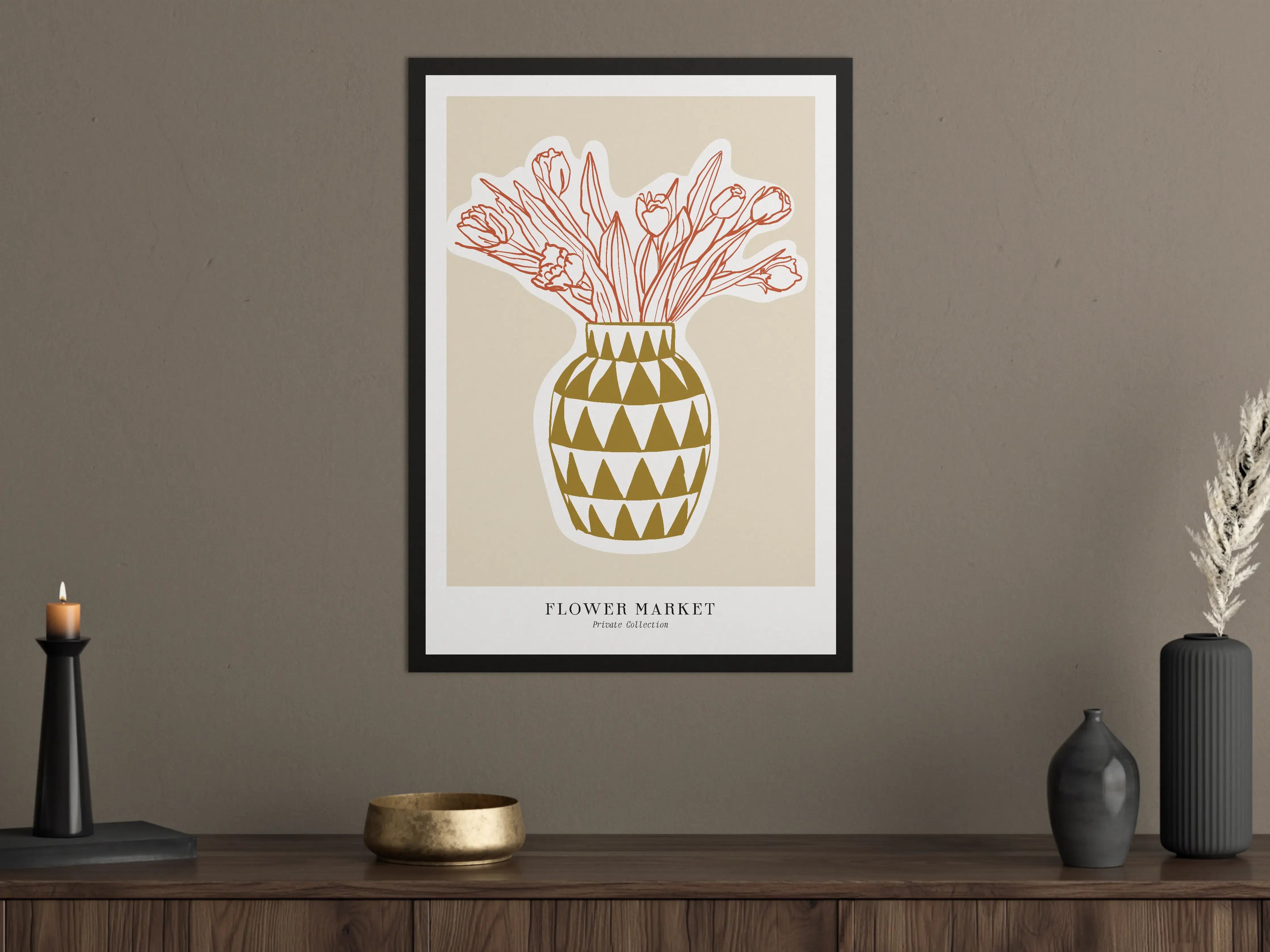 Große Wandbilder - Minimalistisches Blumen-Poster in Gelbtönen