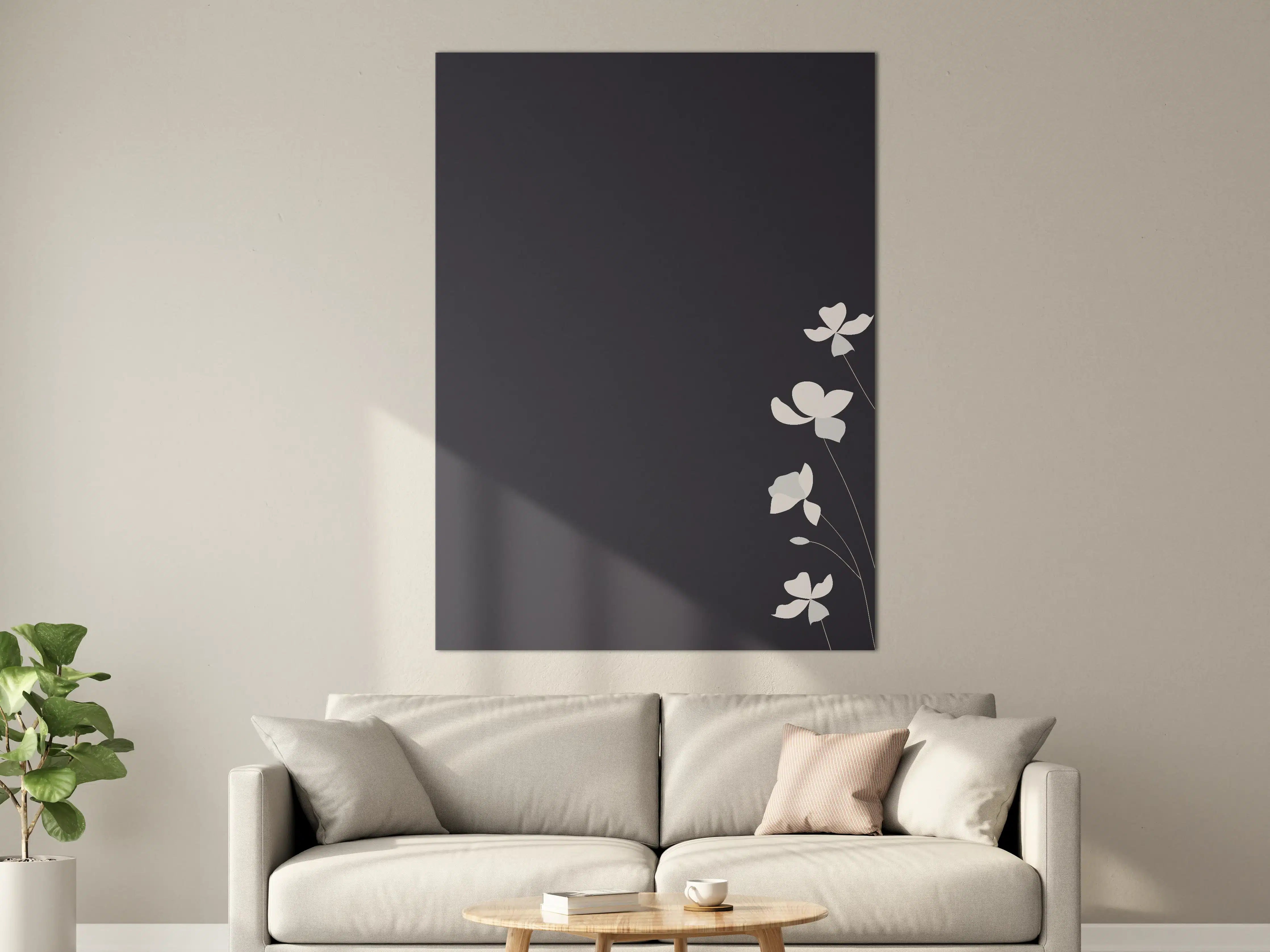 Große Wandbilder - Minimalistisches Blumenmotiv in Schwarz-Weiß