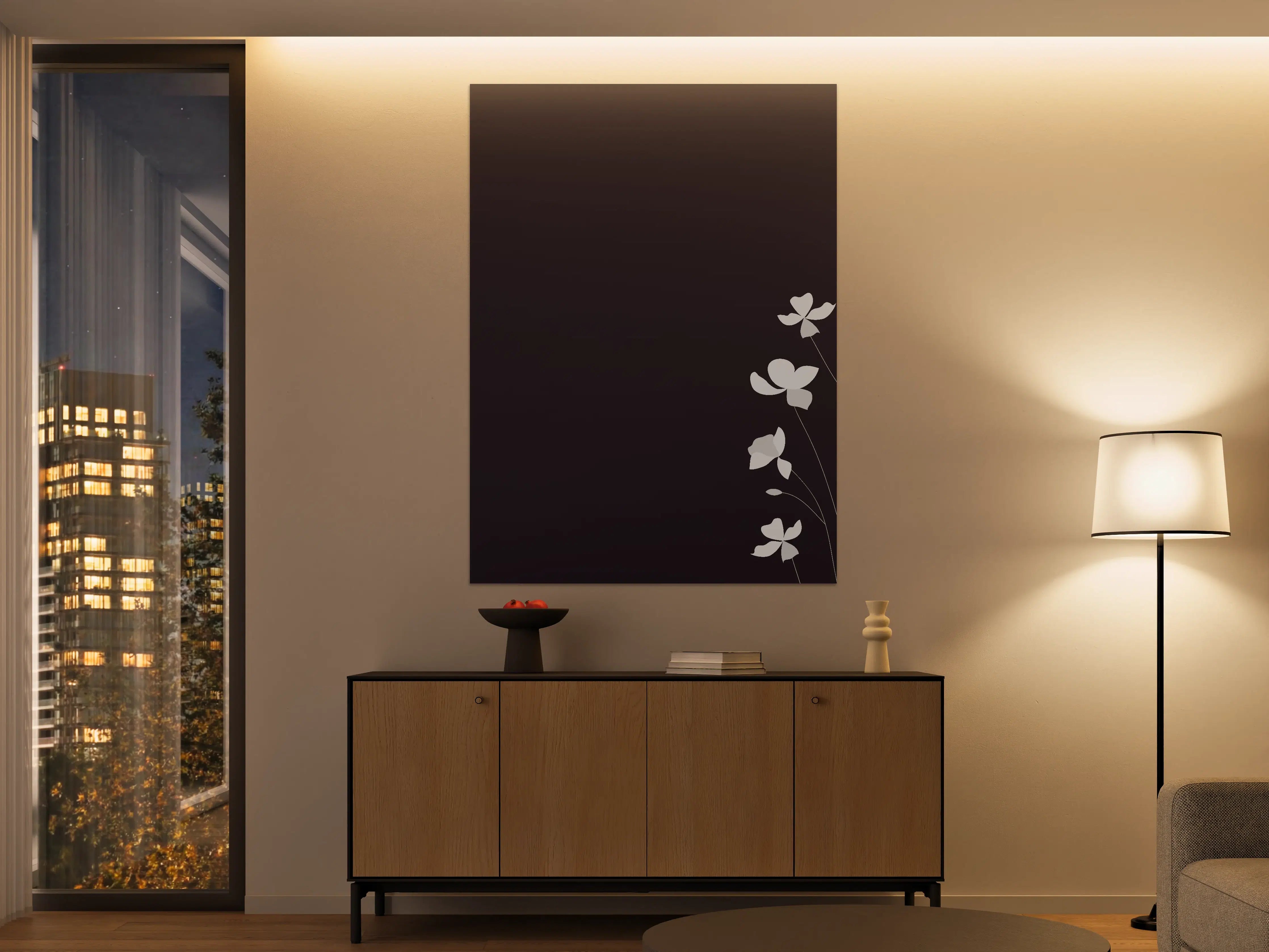 Große Wandbilder - Minimalistisches Blumenmotiv in Schwarz-Weiß