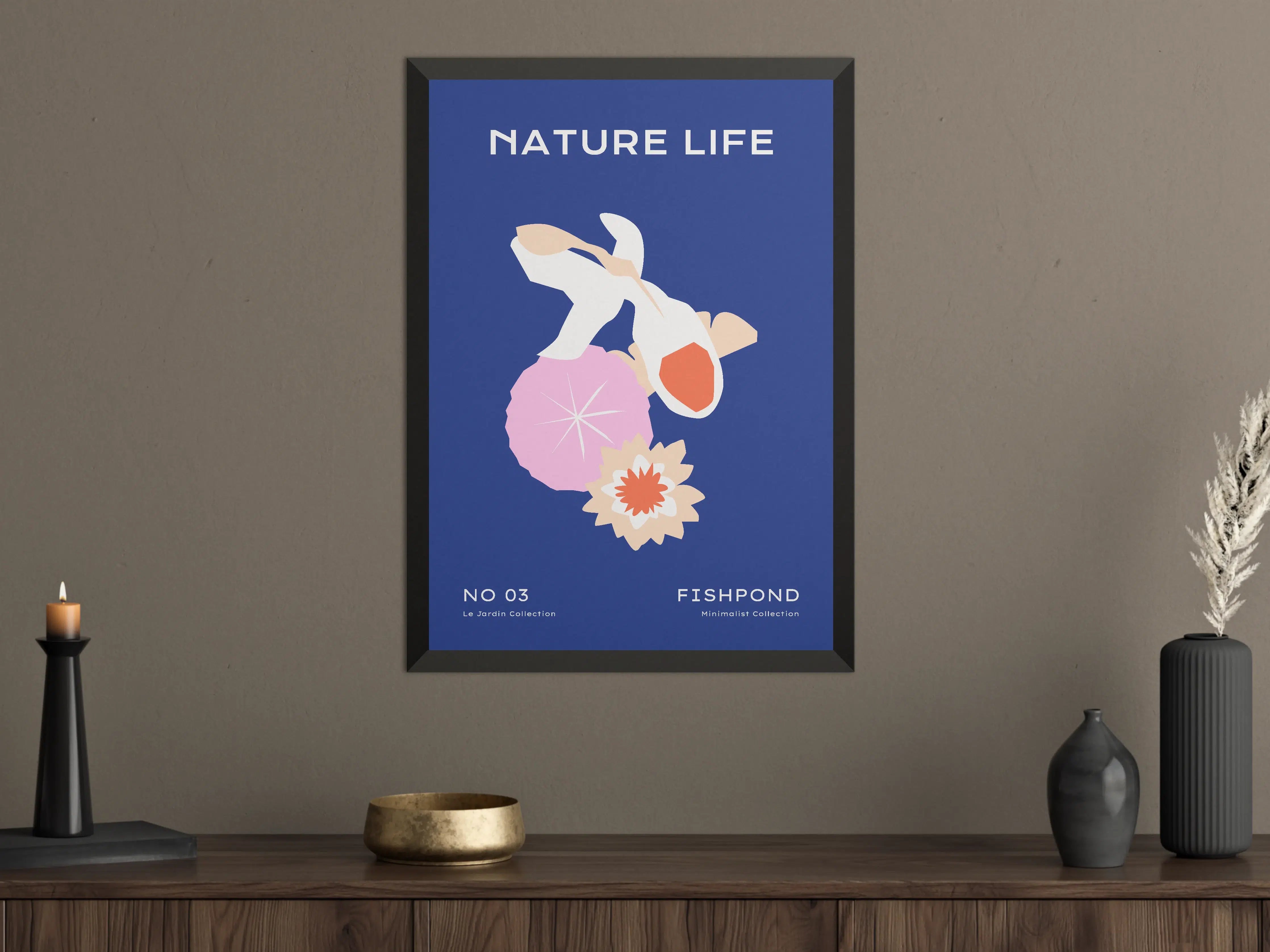 Große Wandbilder - Minimalistisches Fischmotiv auf Blau