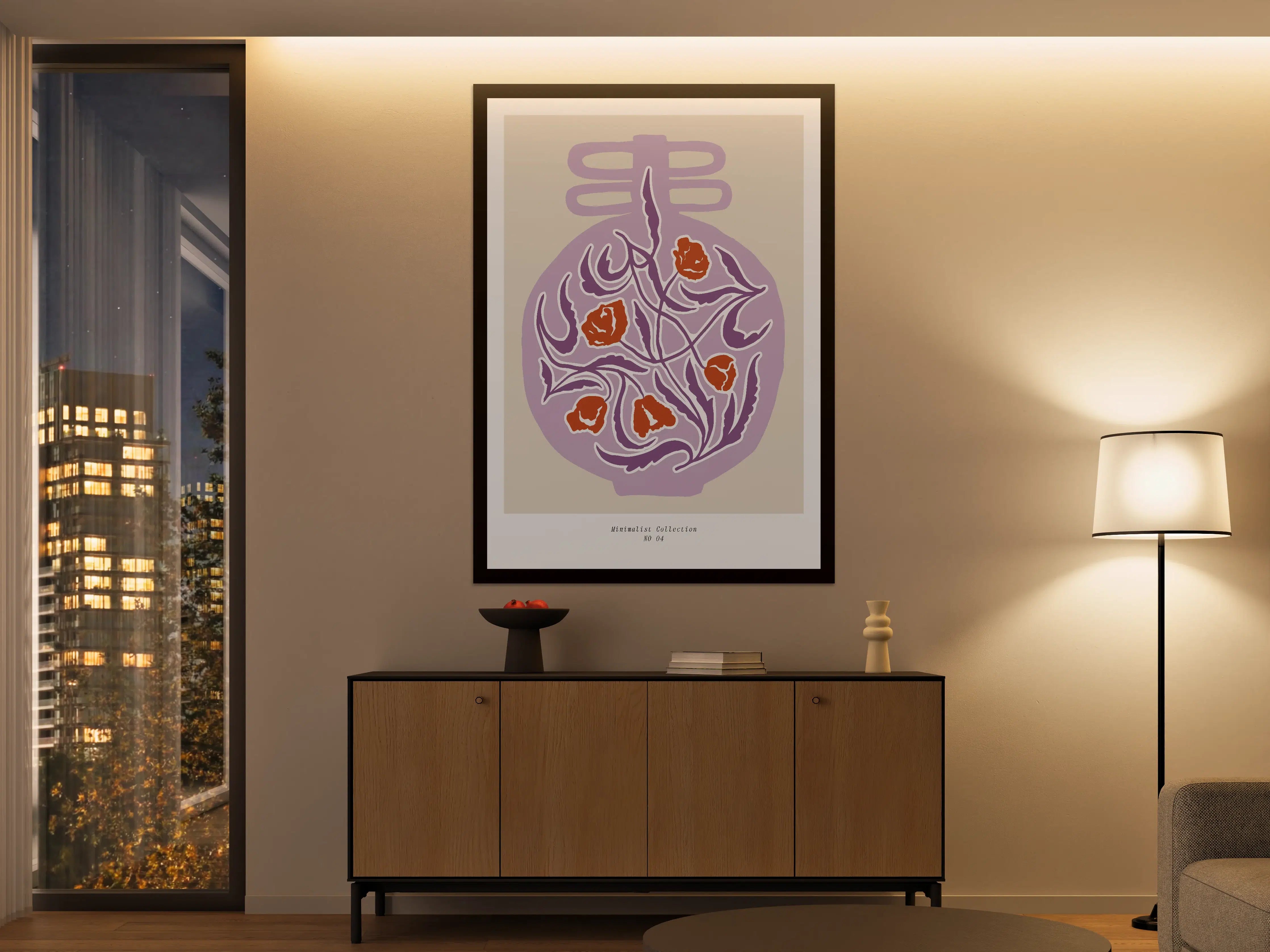 Große Wandbilder - Minimalistisches Flaschen-Design mit Tulpen