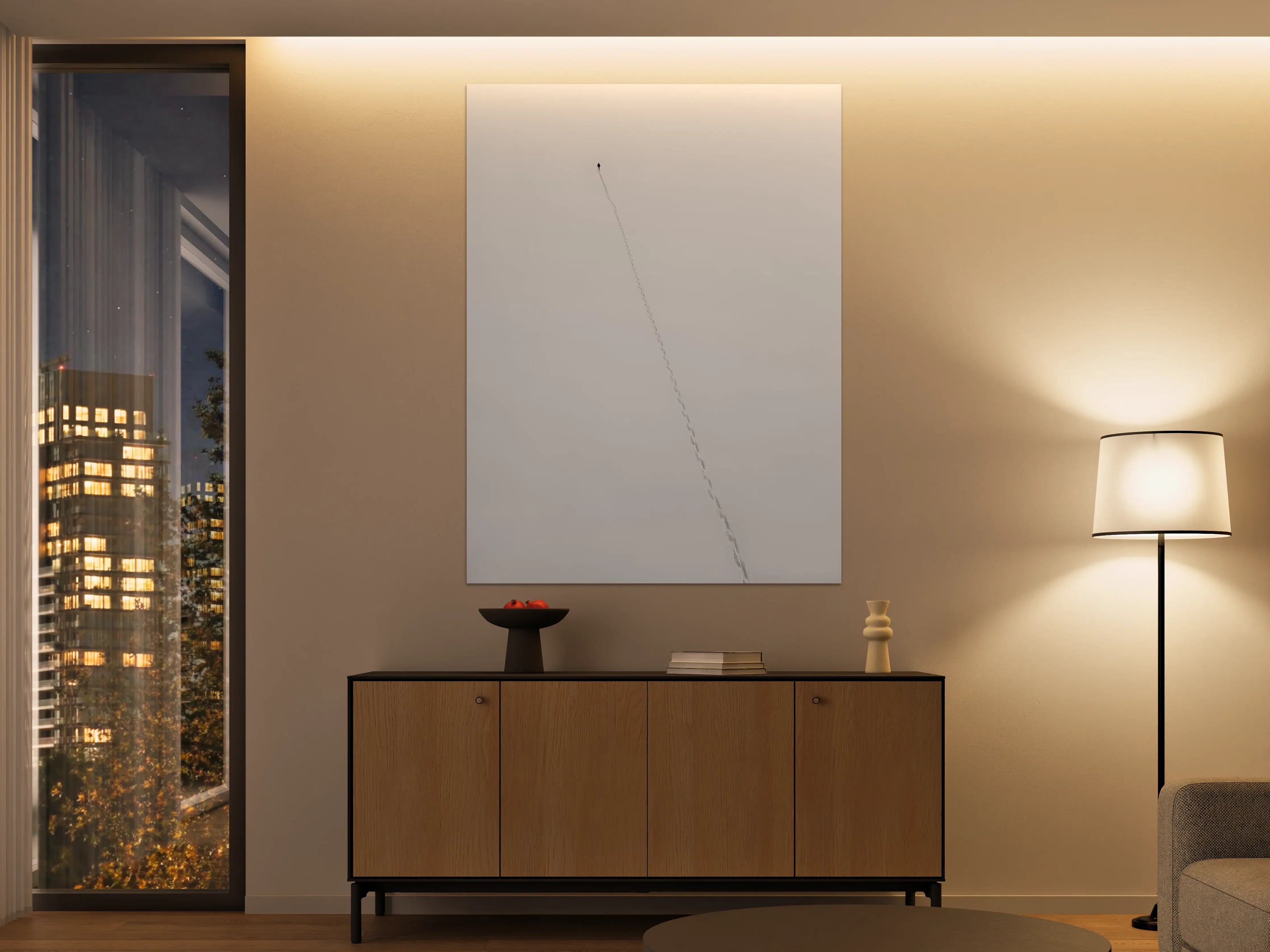 Große Wandbilder - Minimalistisches Himmelsszene mit Jetspur