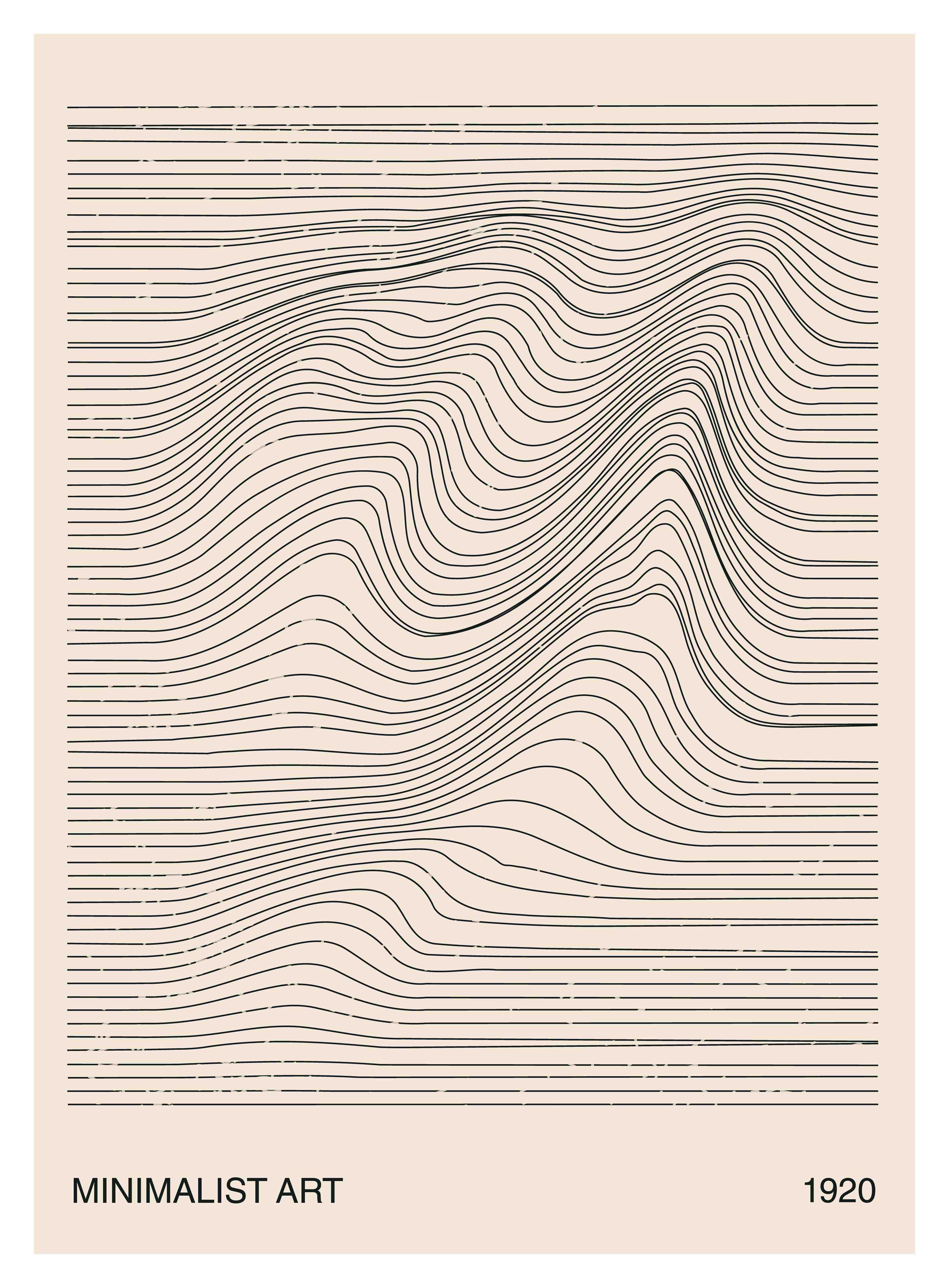 Große Wandbilder-Minimalistisches Linienkunstwerk in Beige