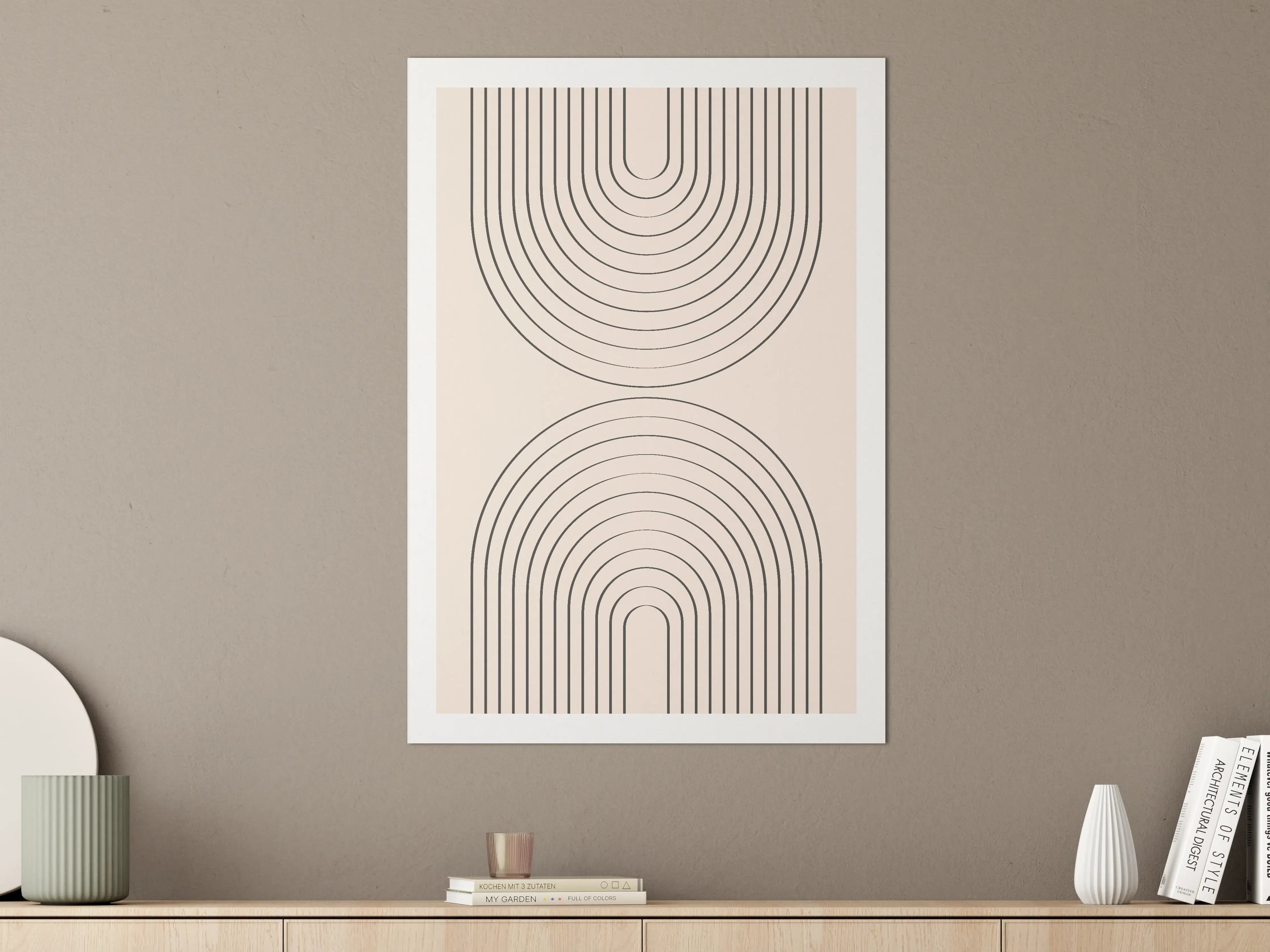 Große Wandbilder - Minimalistisches Linienmuster in Beige und Schwarz