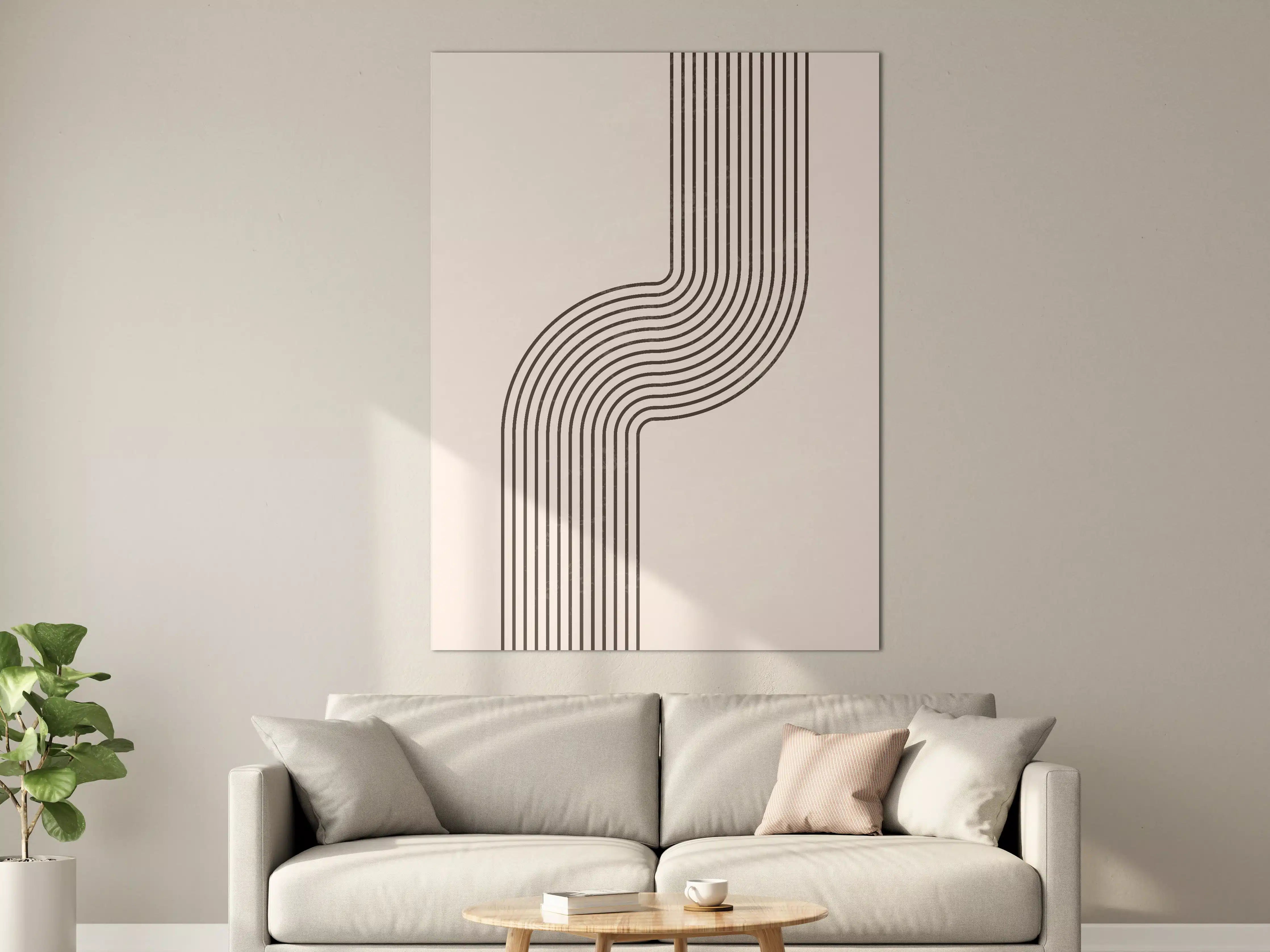 Große Wandbilder - Minimalistisches Linienmuster in Schwarz