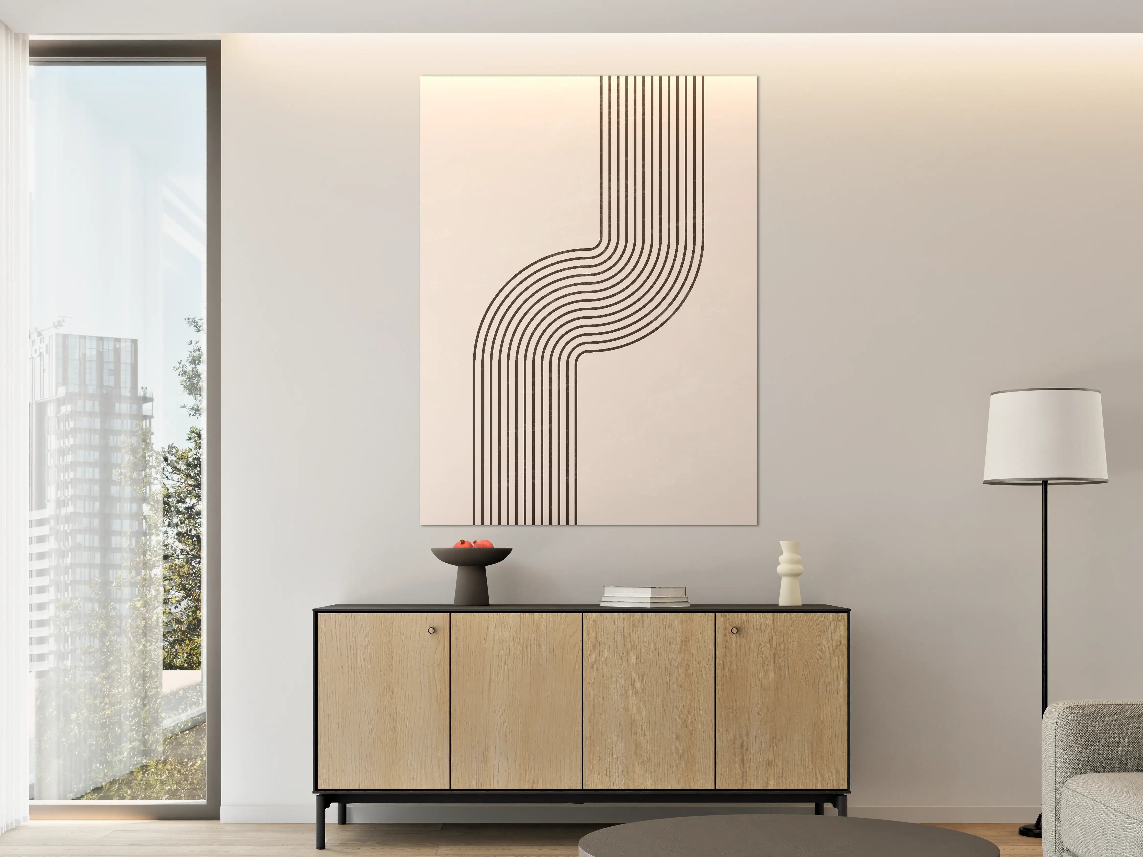 Große Wandbilder - Minimalistisches Linienmuster in Schwarz