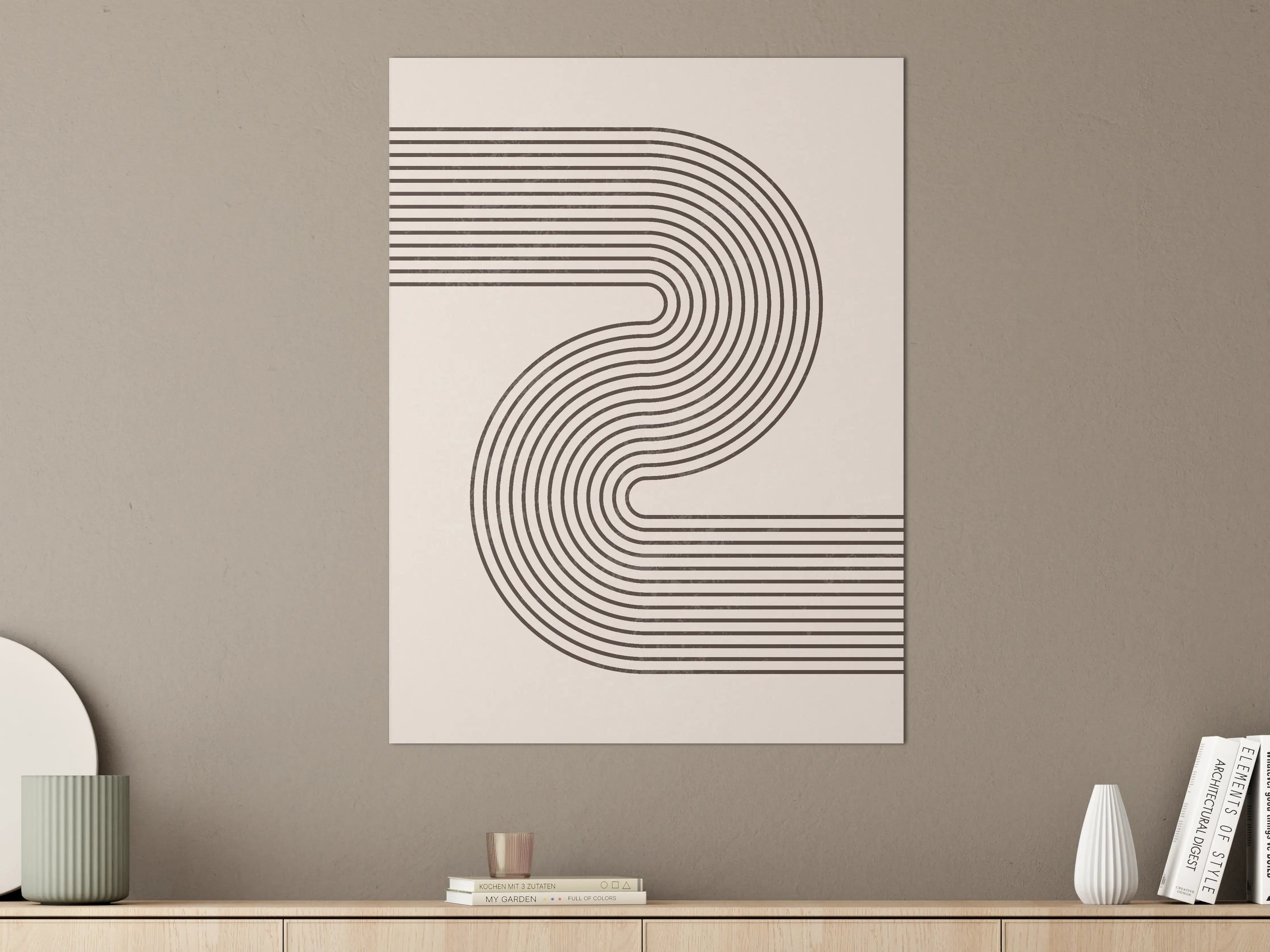 Große Wandbilder - Minimalistisches Linienmuster in Schwarz-Weiß