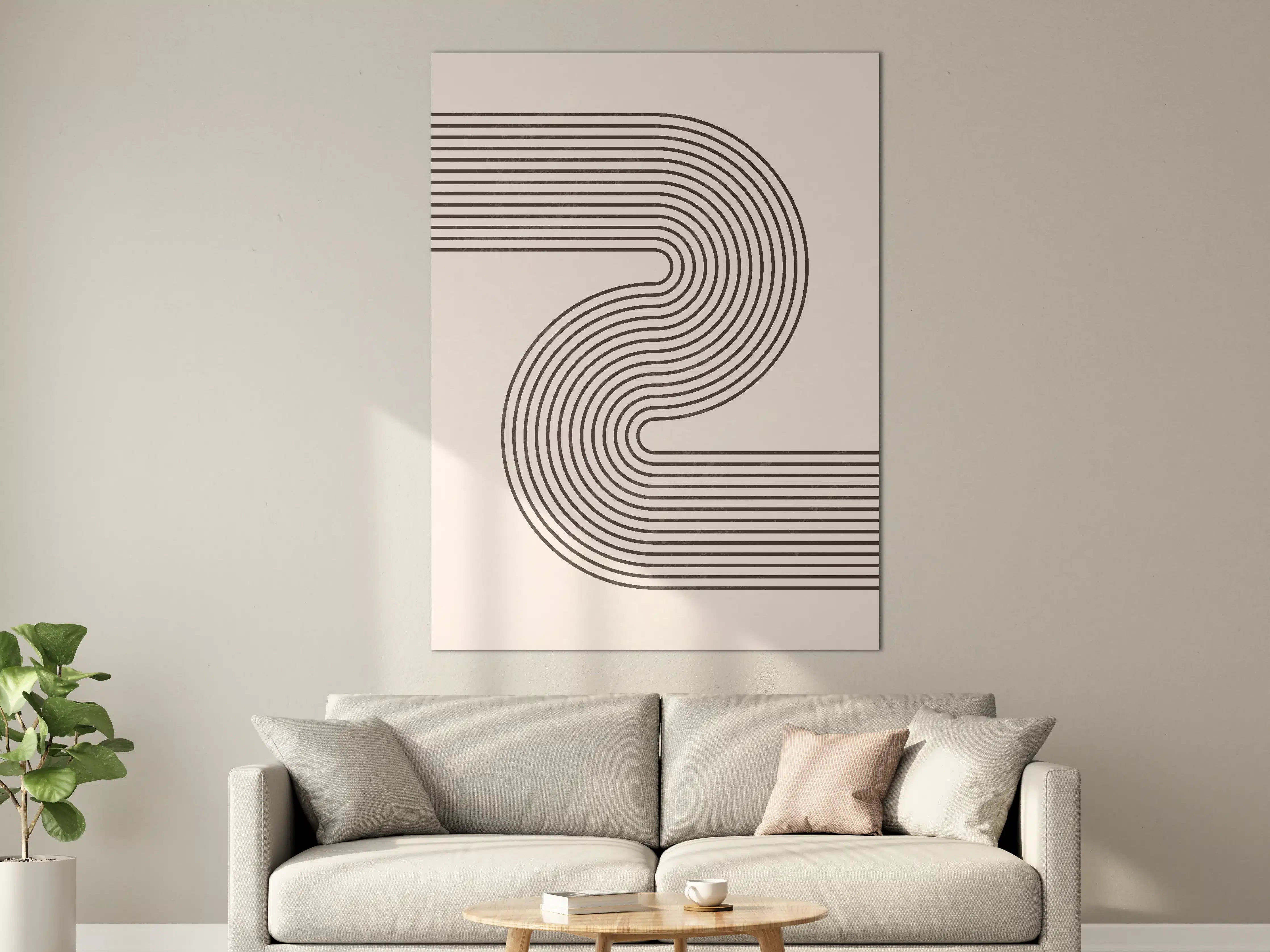 Große Wandbilder - Minimalistisches Linienmuster in Schwarz-Weiß
