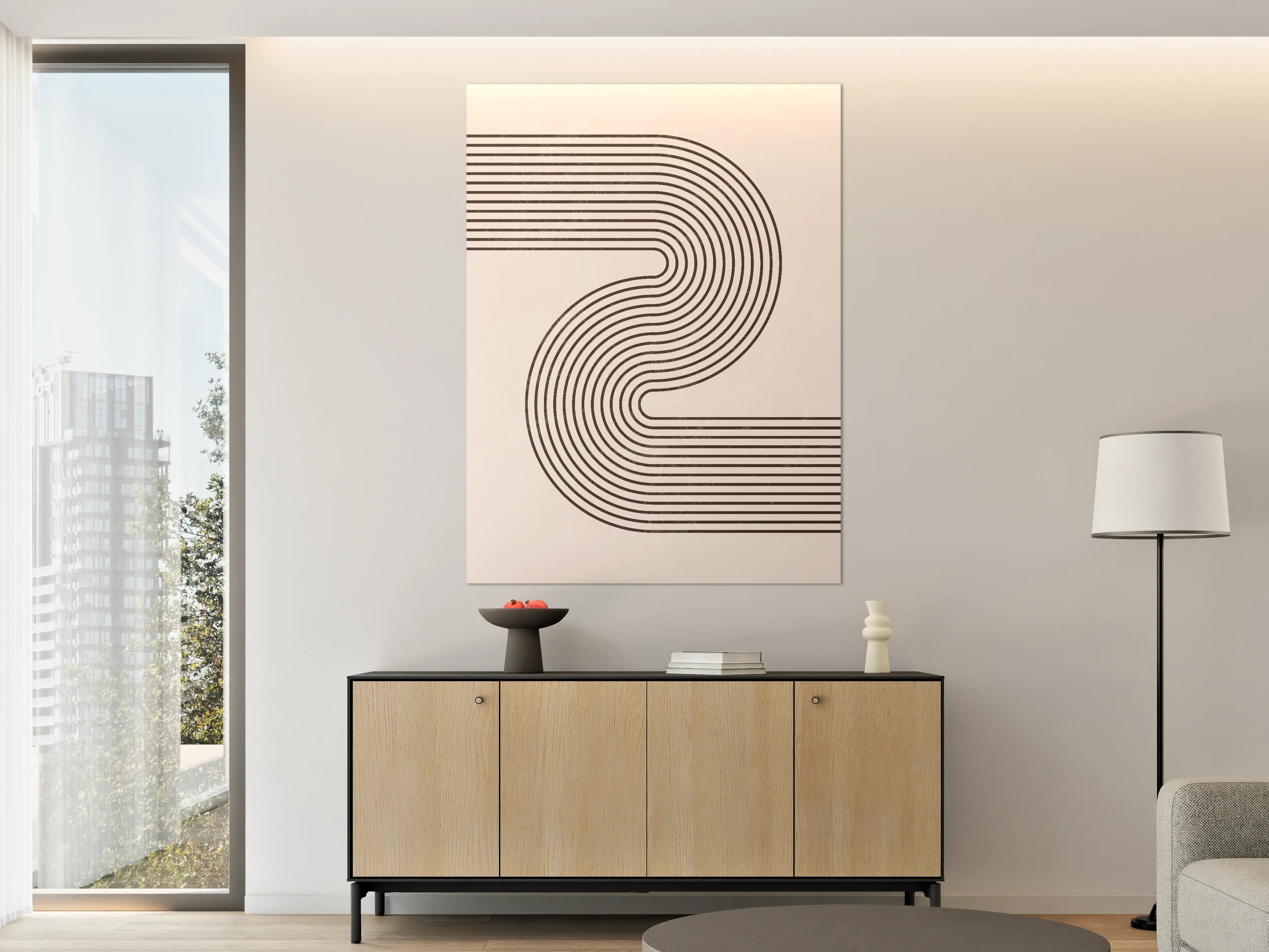 Große Wandbilder - Minimalistisches Linienmuster in Schwarz-Weiß