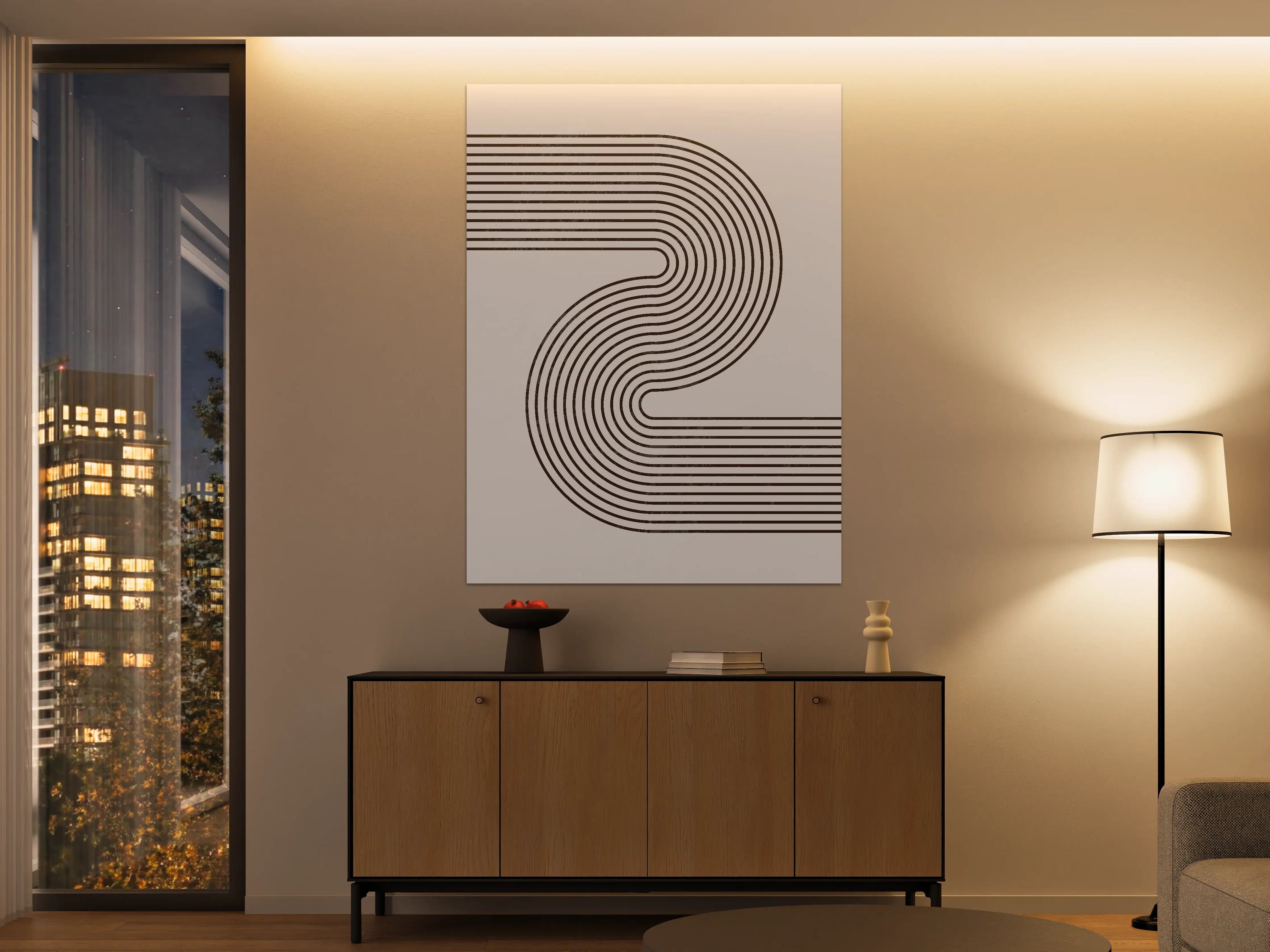 Große Wandbilder - Minimalistisches Linienmuster in Schwarz-Weiß