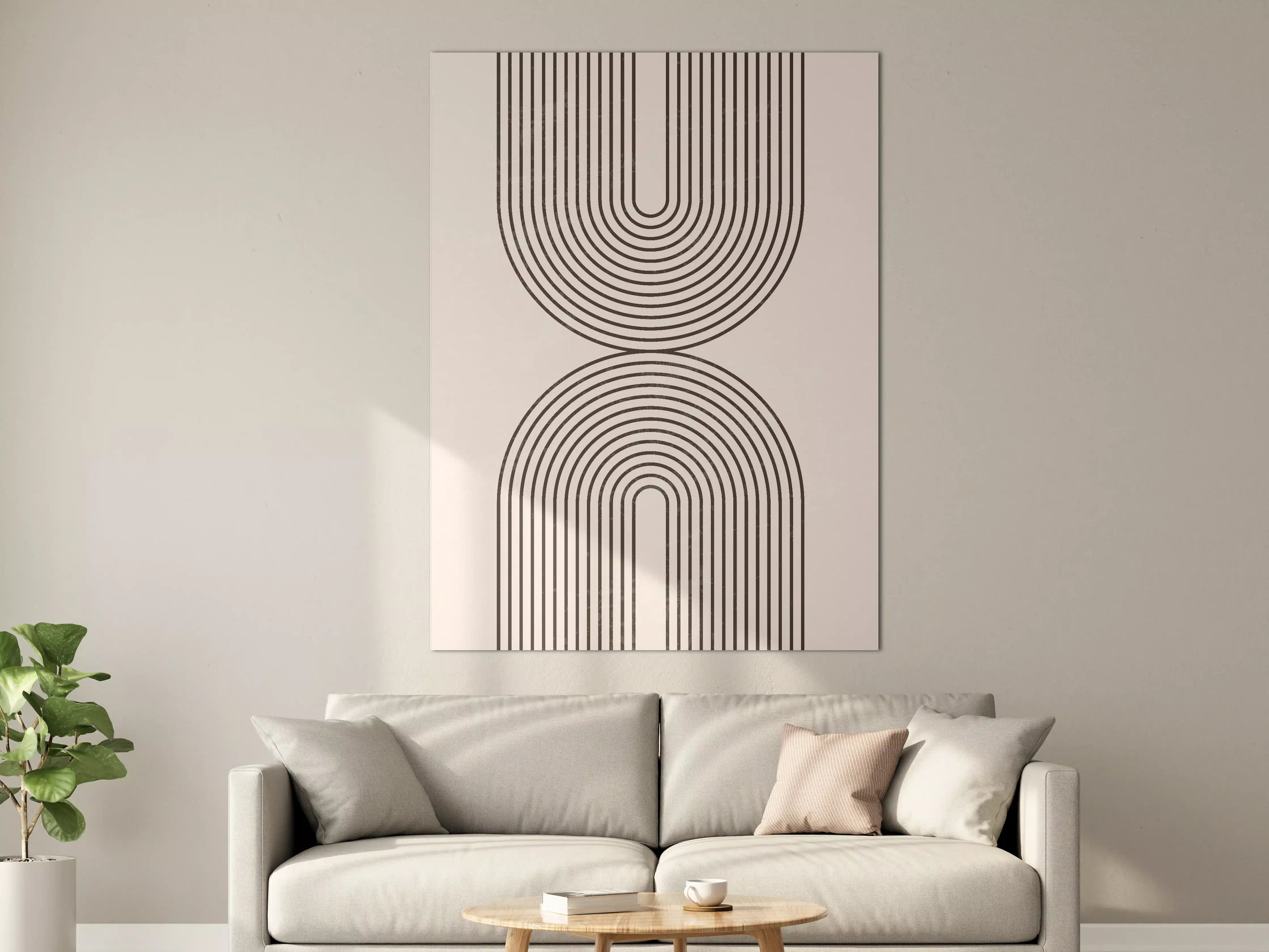 Große Wandbilder - Minimalistisches Linienmuster in Schwarz und Weiß