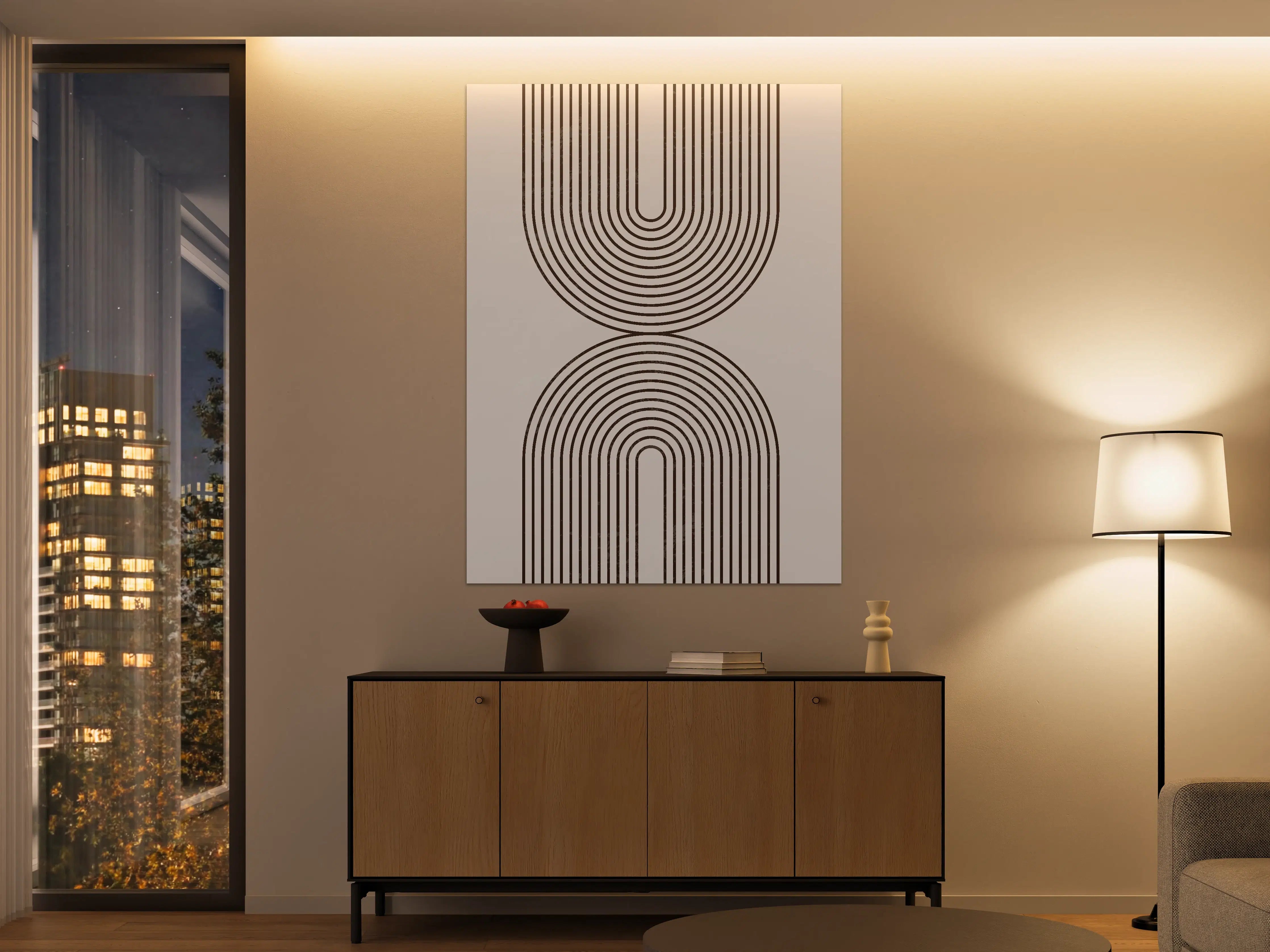 Große Wandbilder - Minimalistisches Linienmuster in Schwarz und Weiß