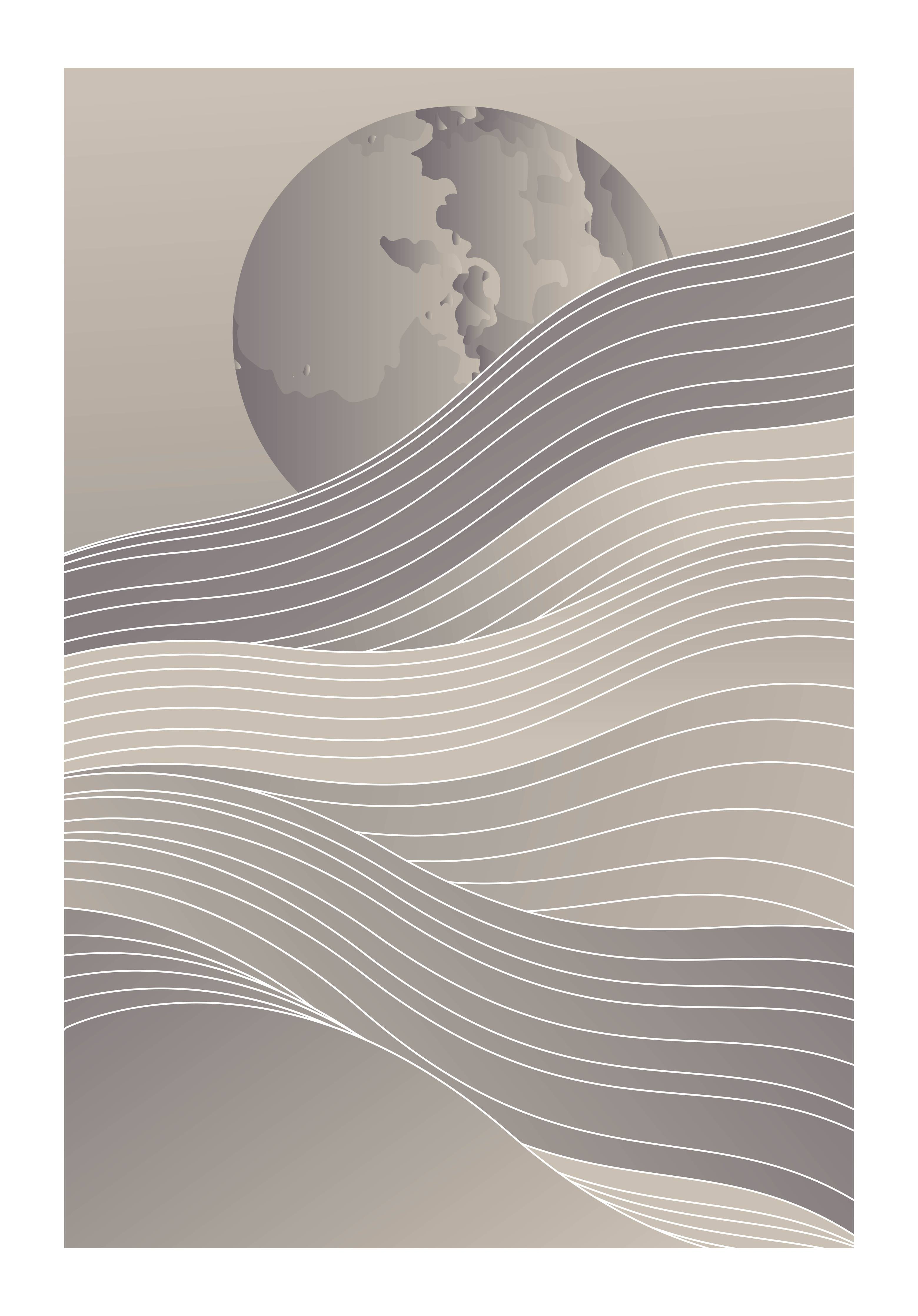 Große Wandbilder-Minimalistisches Mondmotiv mit Linien