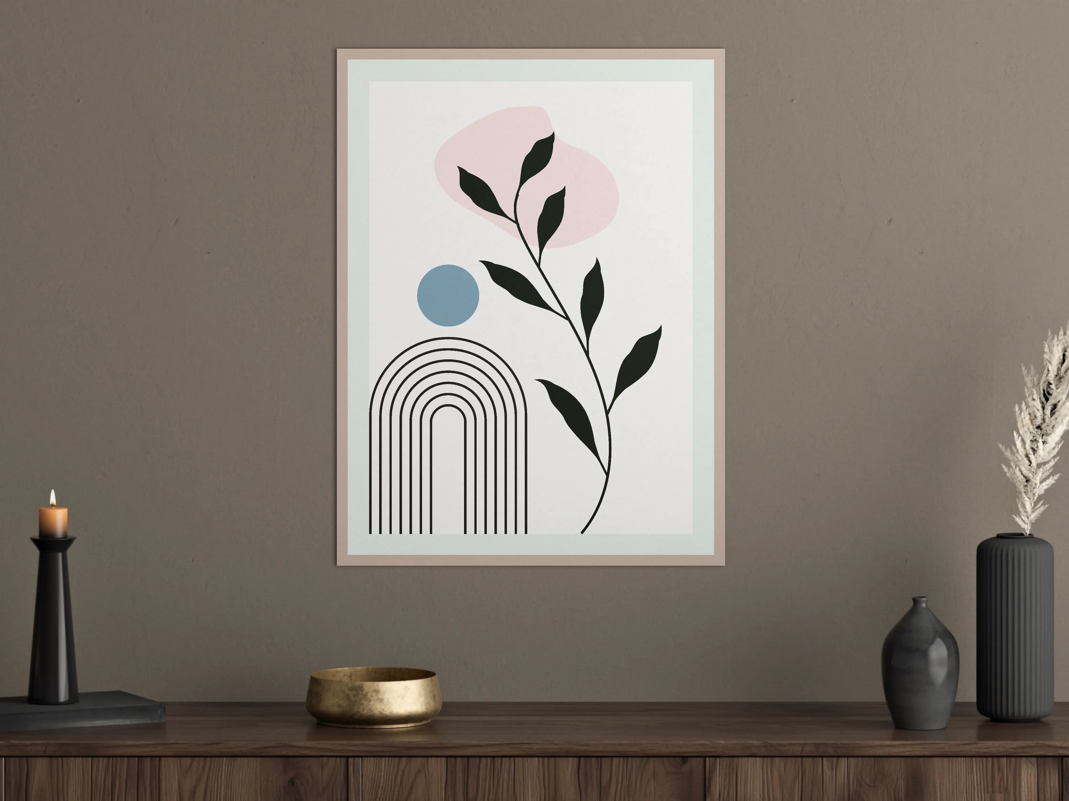 Große Wandbilder - Minimalistisches Natur-Design in Pastellfarben