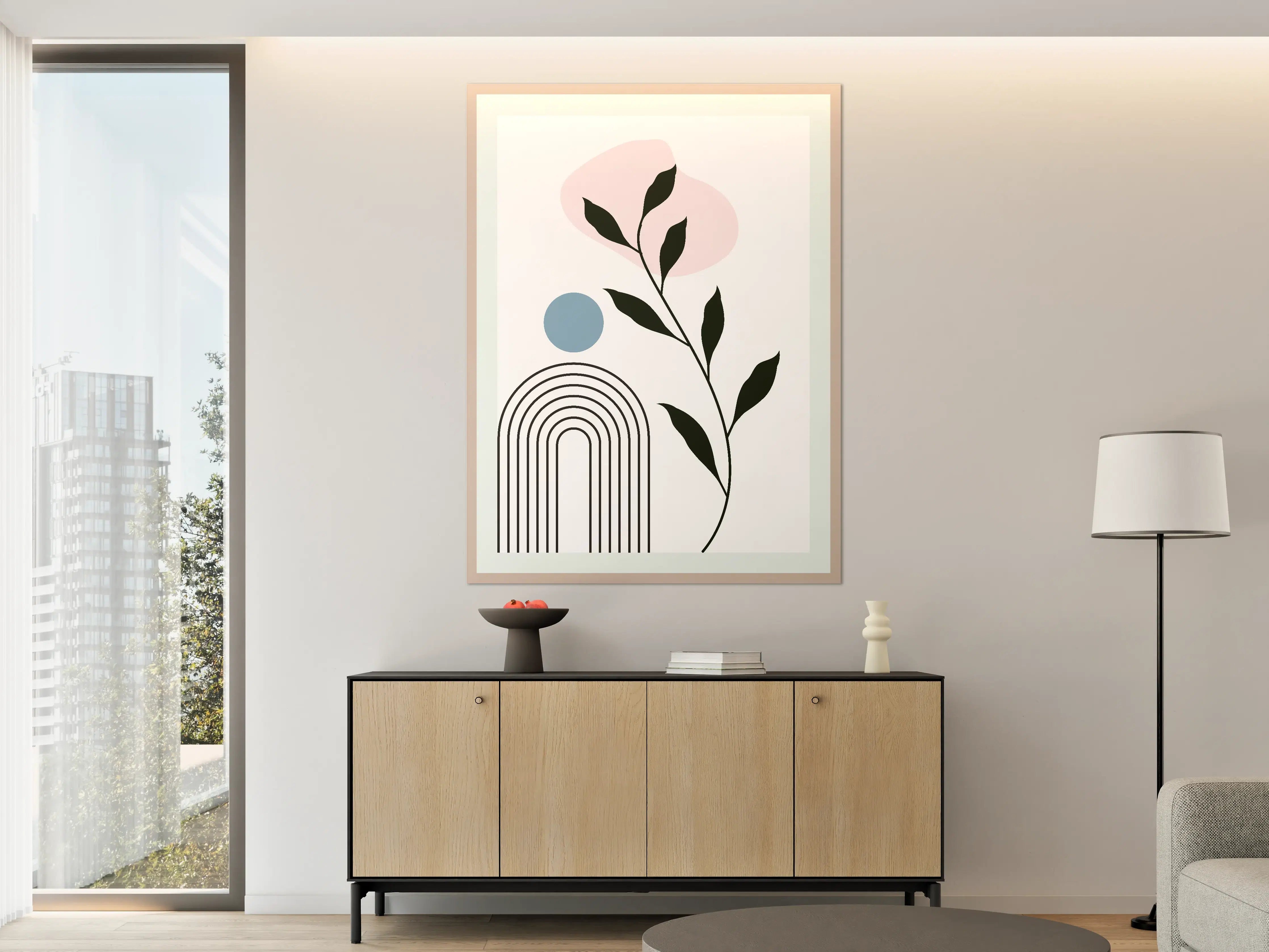Große Wandbilder - Minimalistisches Natur-Design in Pastellfarben