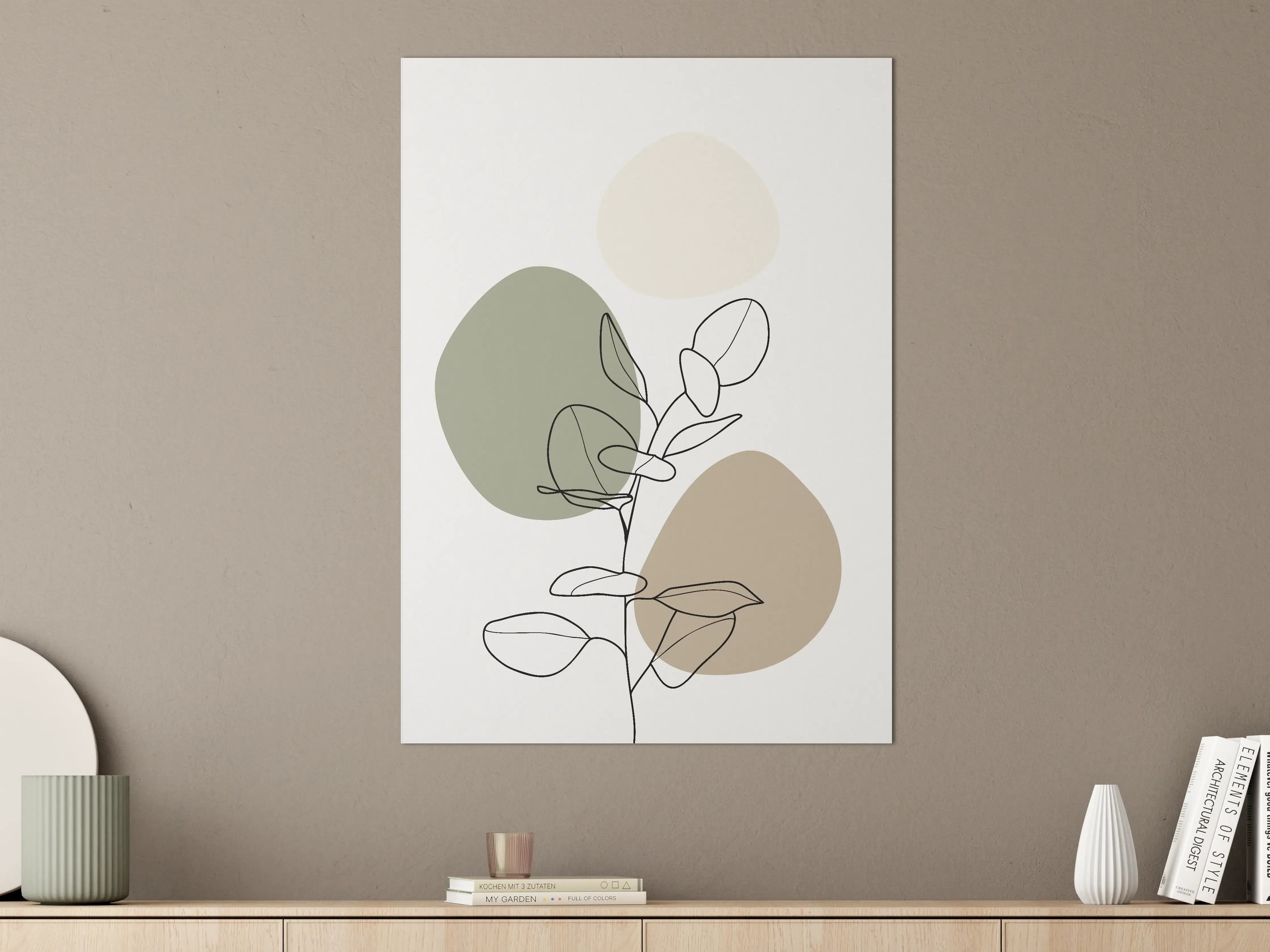 Große Wandbilder - Minimalistisches Pflanzen-Design in Erdnuancen