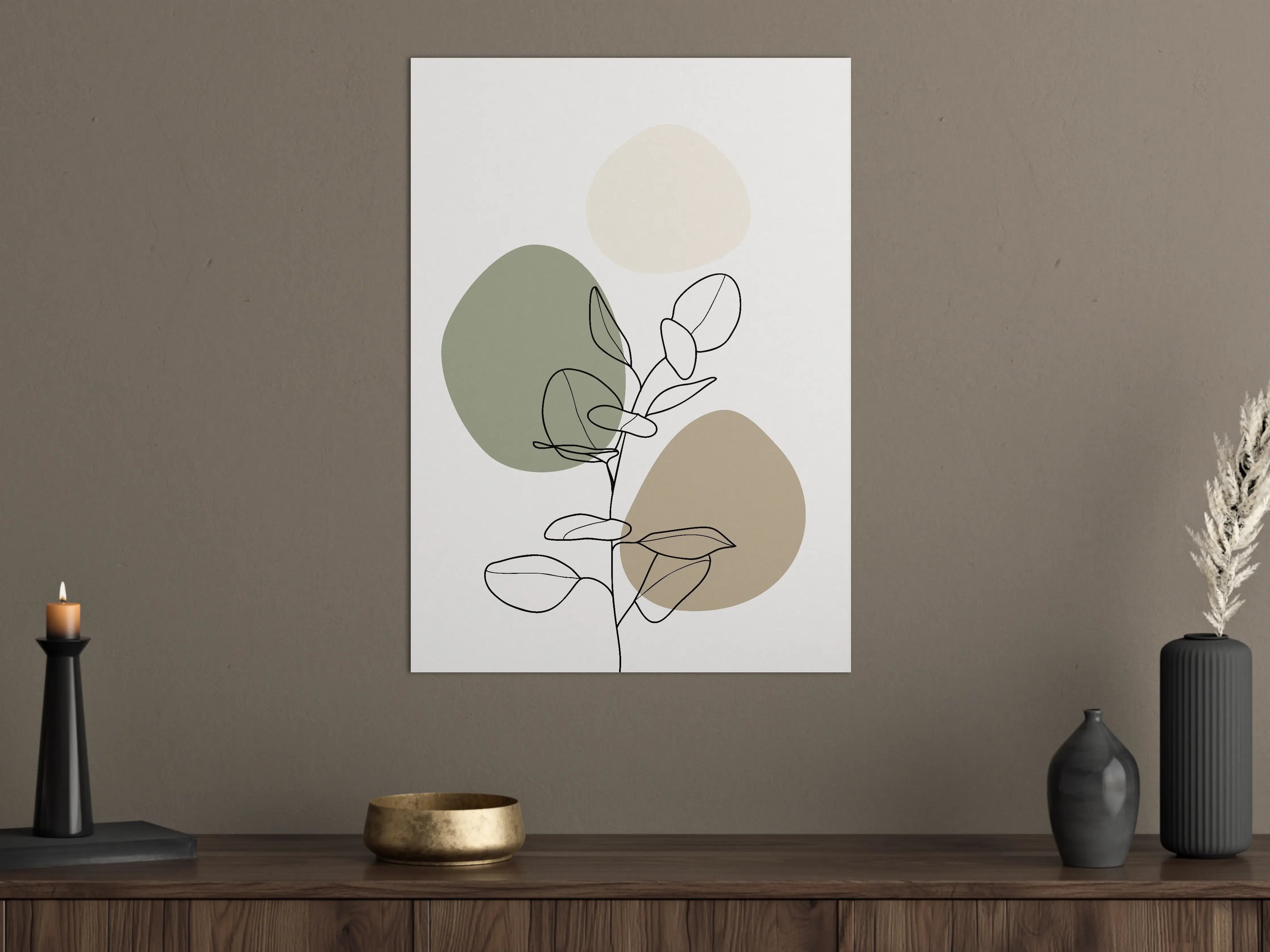 Große Wandbilder - Minimalistisches Pflanzen-Design in Erdnuancen