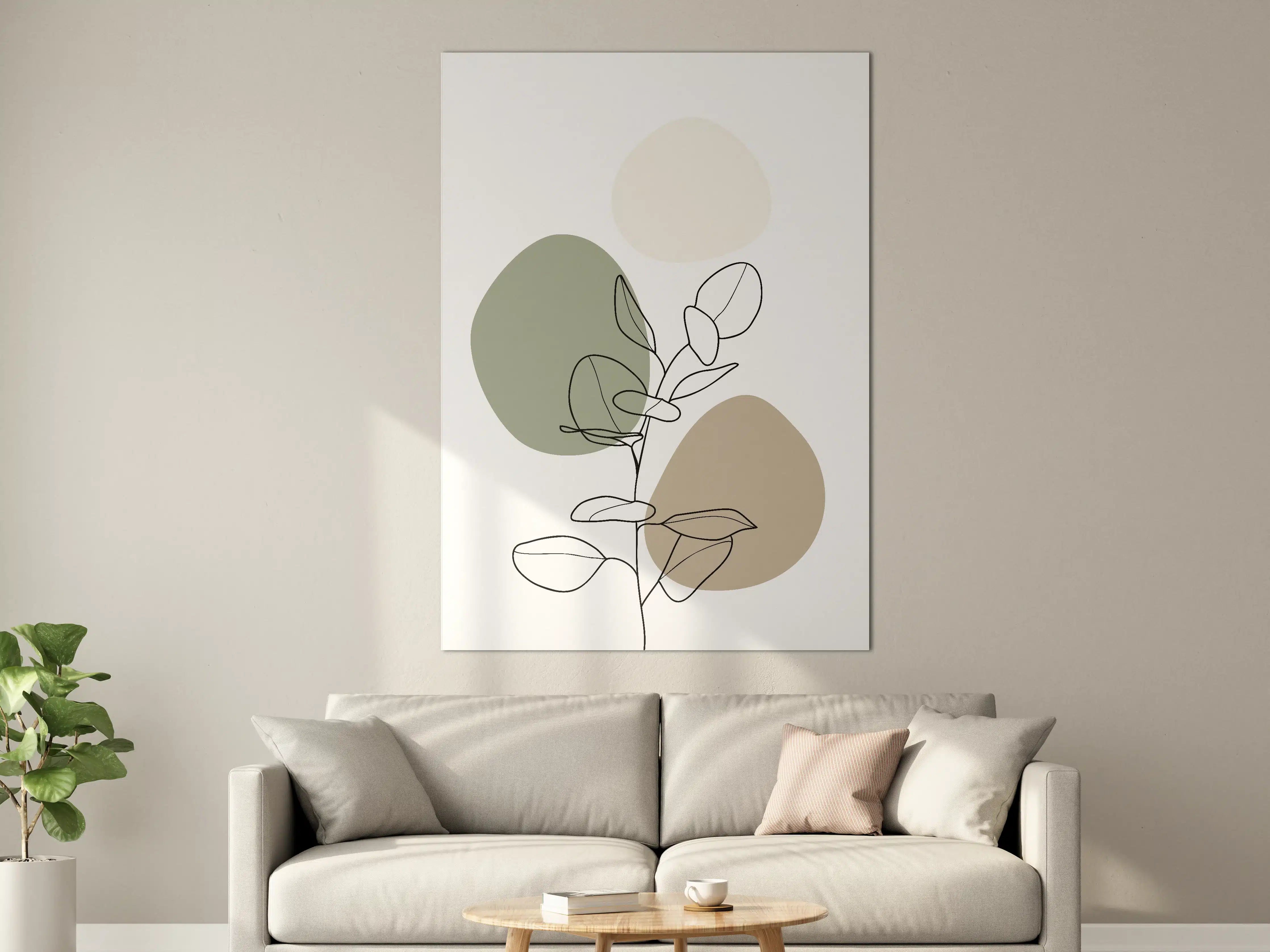 Große Wandbilder - Minimalistisches Pflanzen-Design in Erdnuancen
