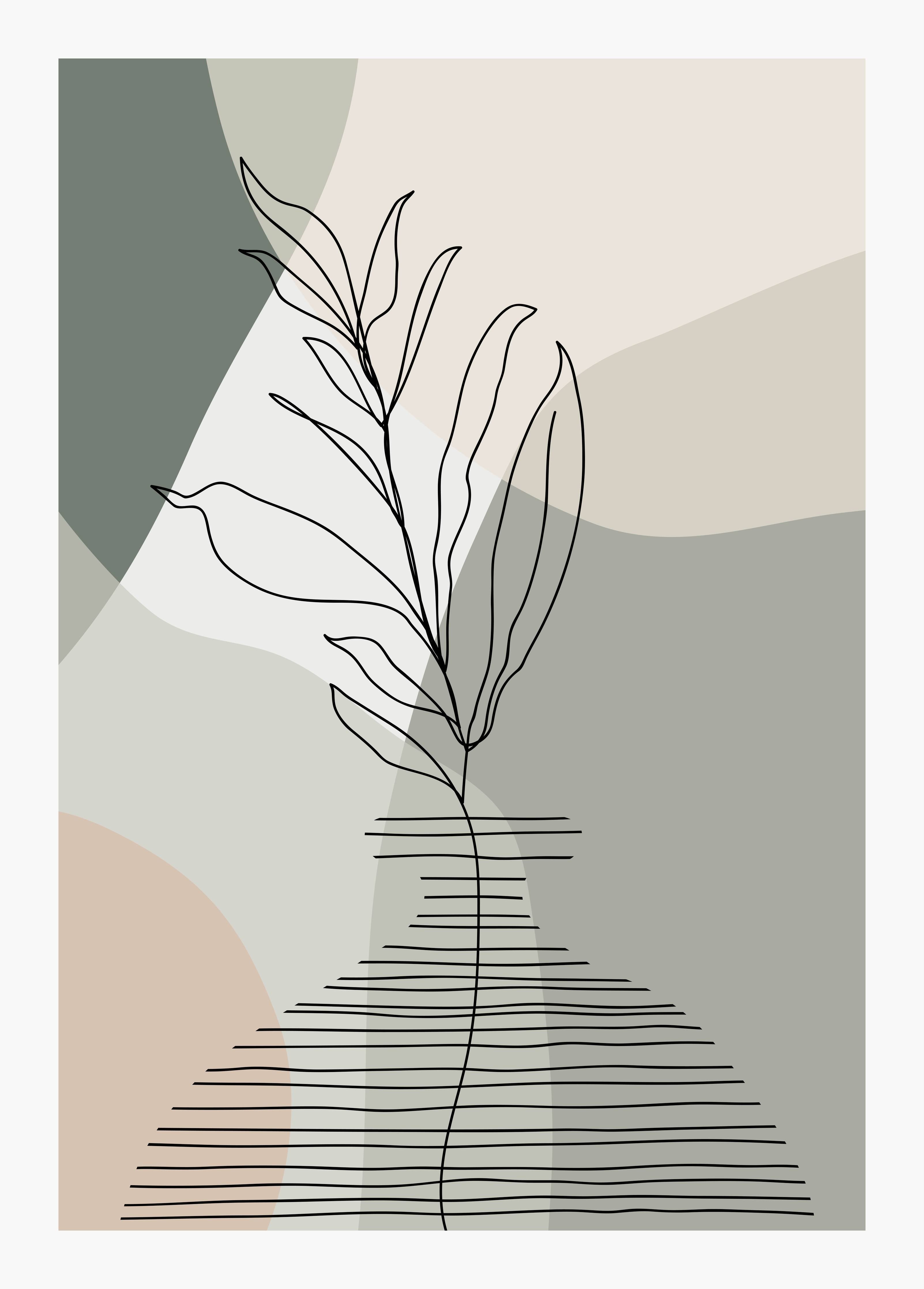 Große Wandbilder-Minimalistisches Pflanzen-Design in sanften Tönen