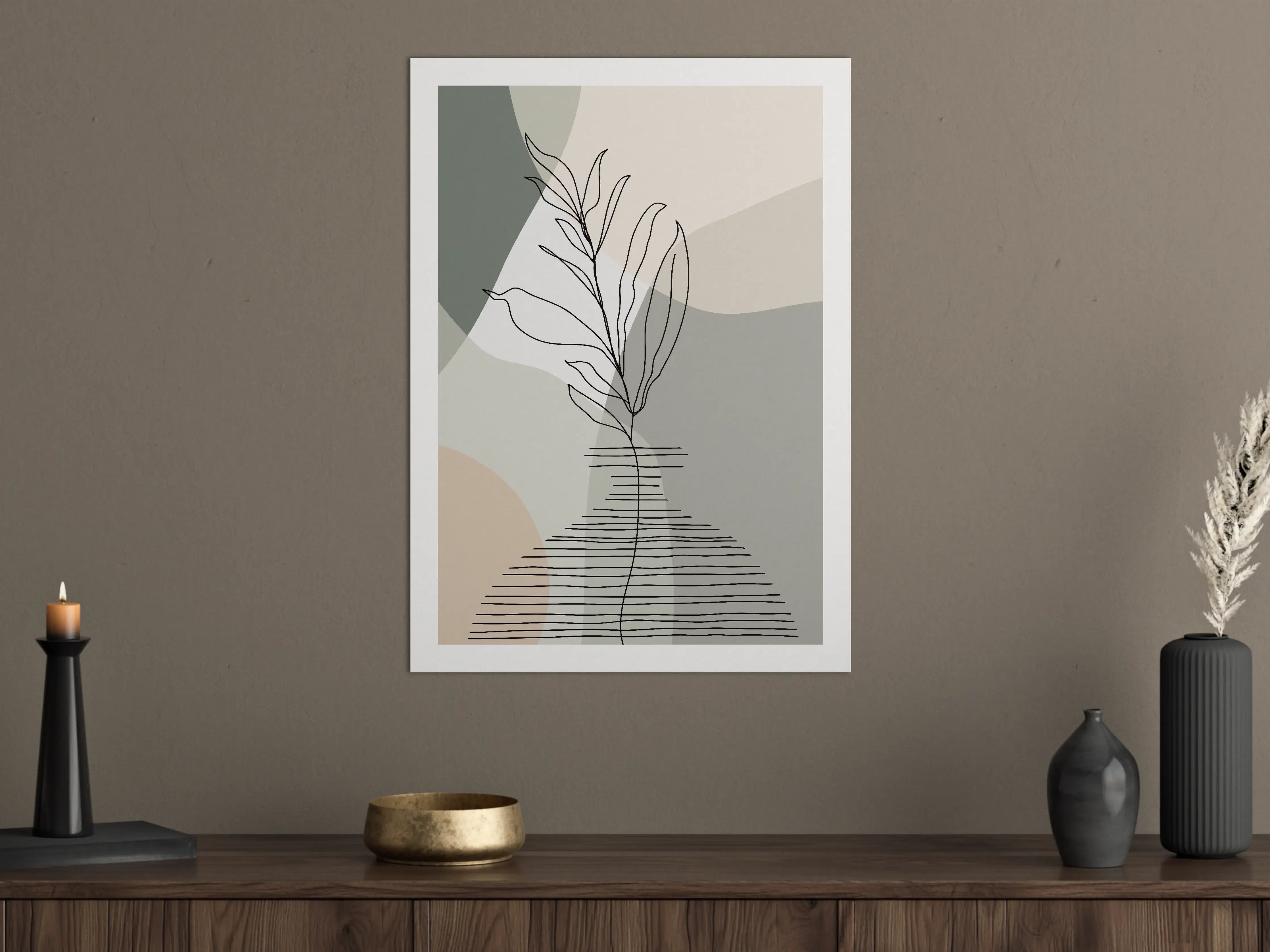 Große Wandbilder - Minimalistisches Pflanzen-Design in sanften Tönen
