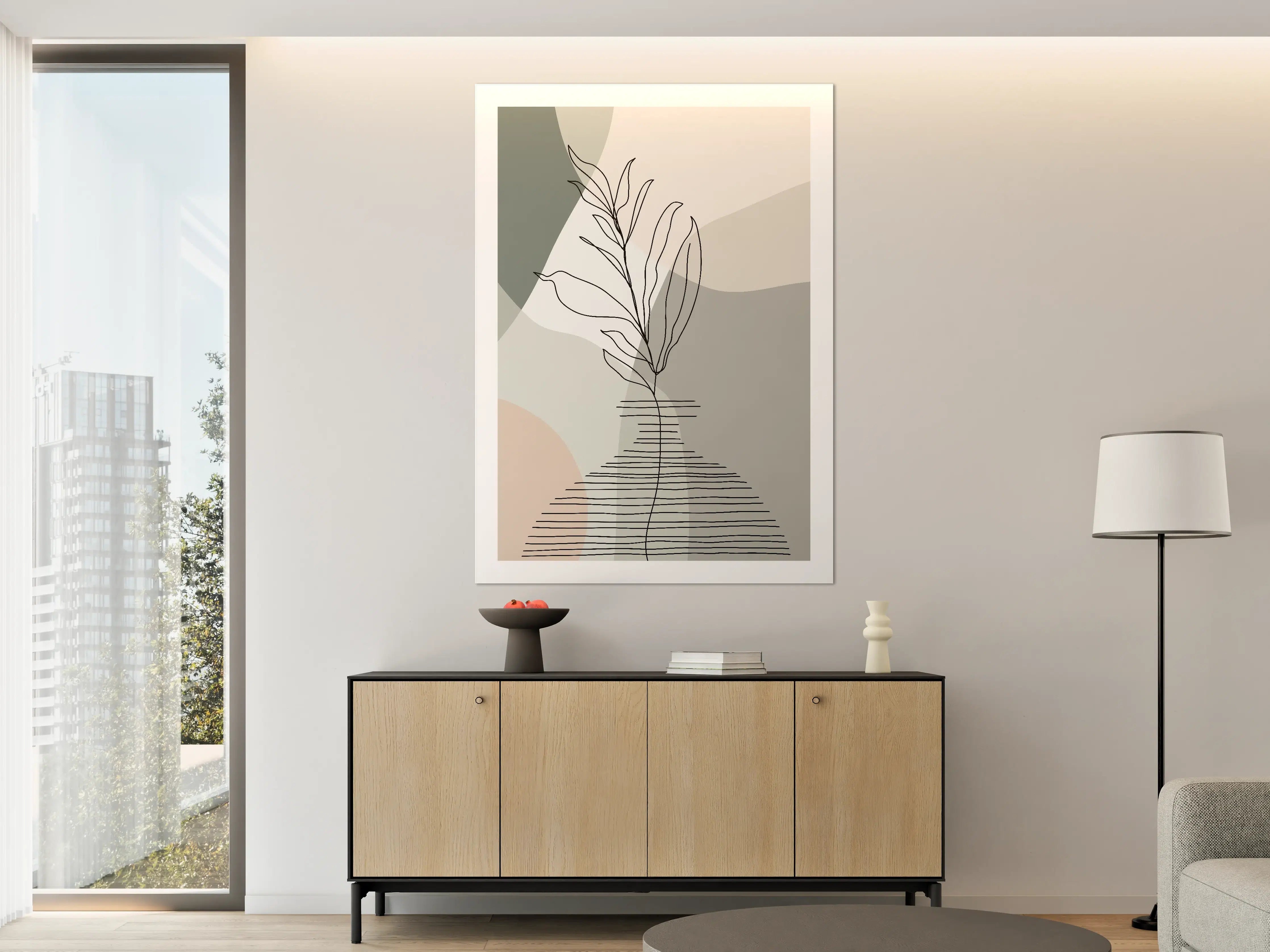 Große Wandbilder - Minimalistisches Pflanzen-Design in sanften Tönen