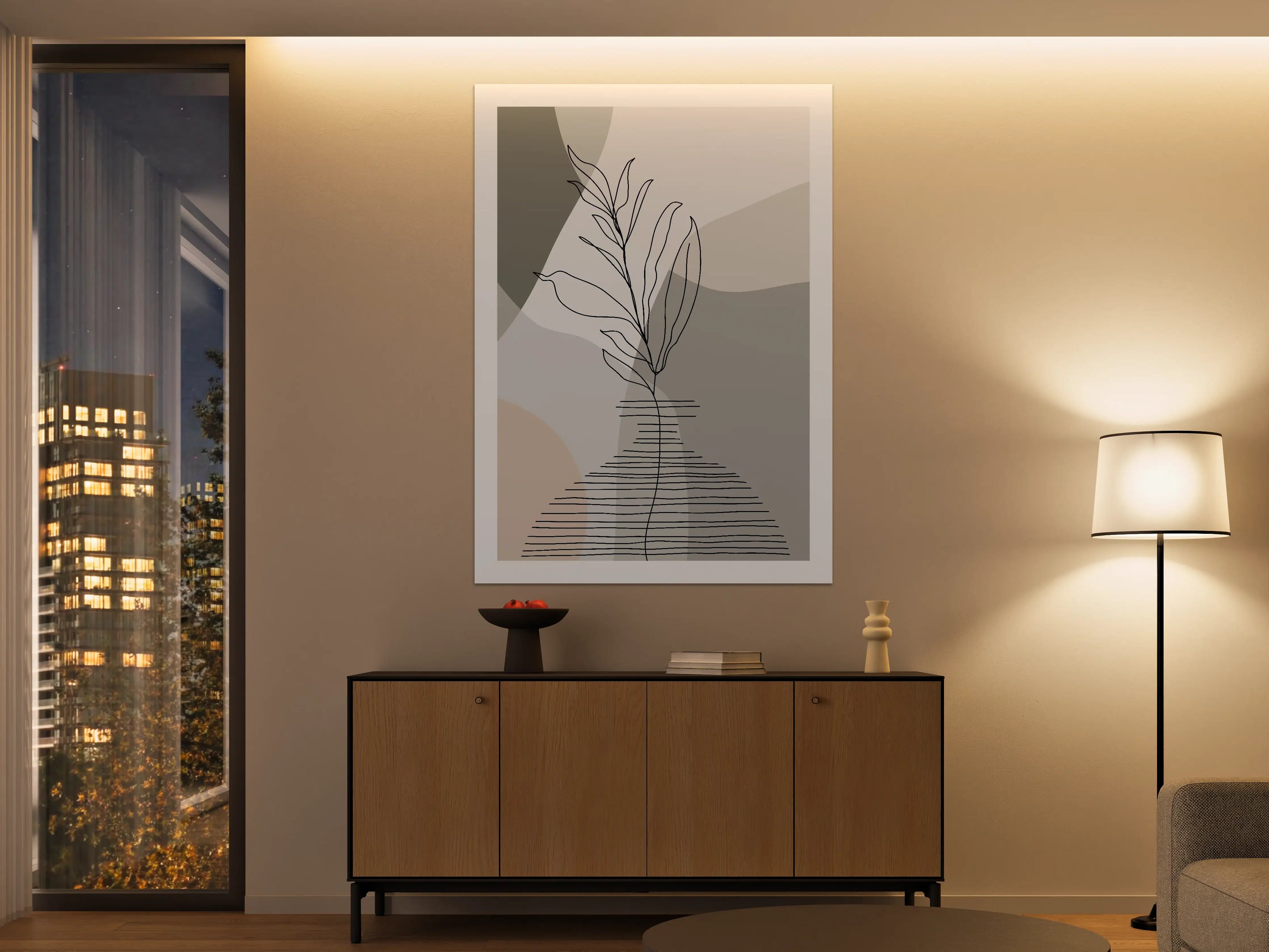 Große Wandbilder - Minimalistisches Pflanzen-Design in sanften Tönen